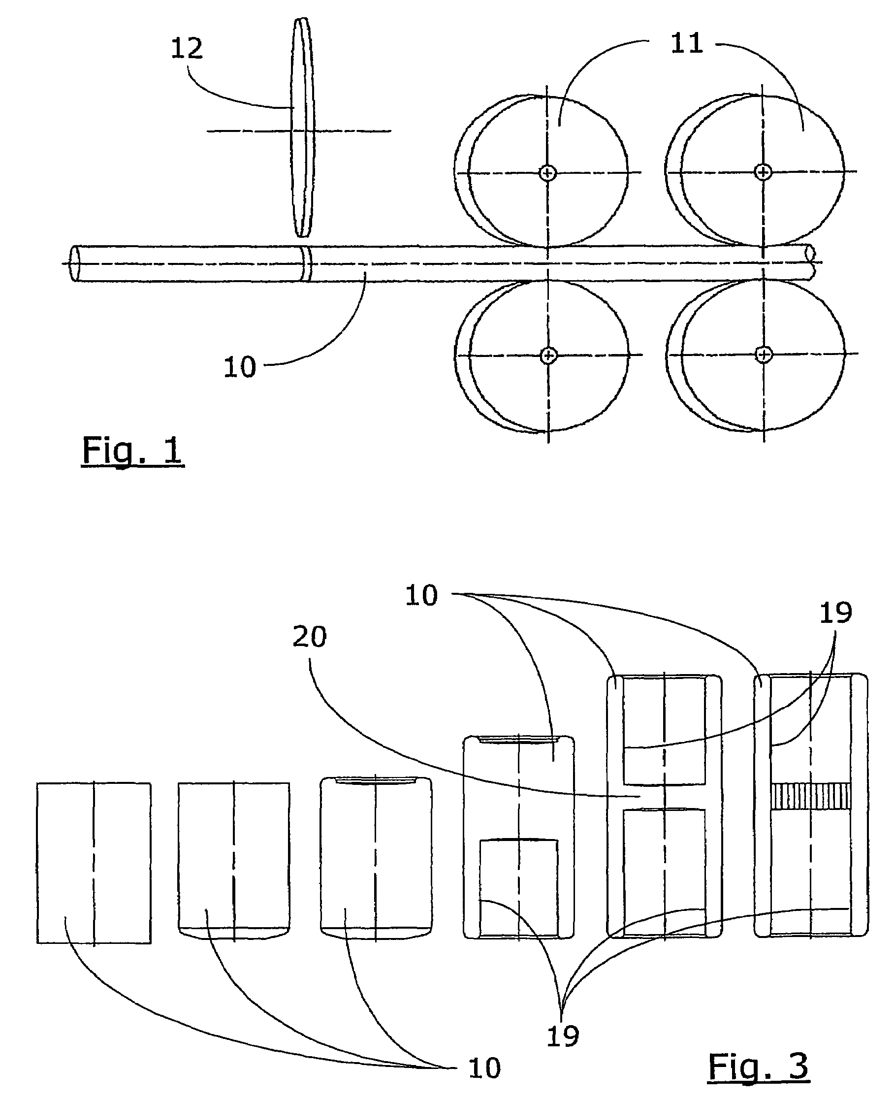 Methods for the cold extrusion of metallic elements with dead or through holes and plant for carrying out said methods