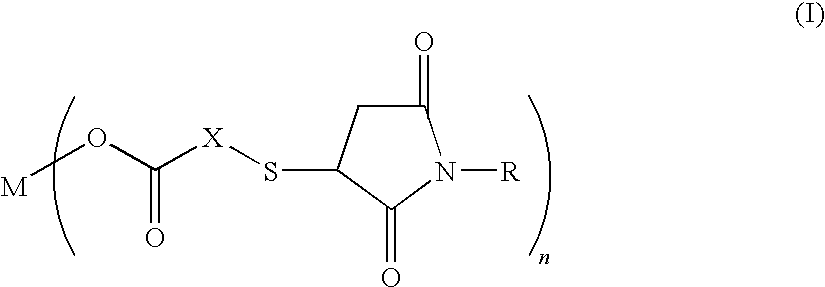 Salt of carboxylic acid containing N-substituted succinimide thio group and unvulcanized rubber composition containing the same
