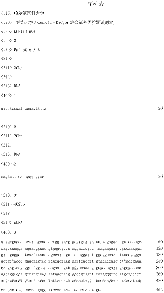 A genetic detection kit for congenital axenfeld–rieger syndrome