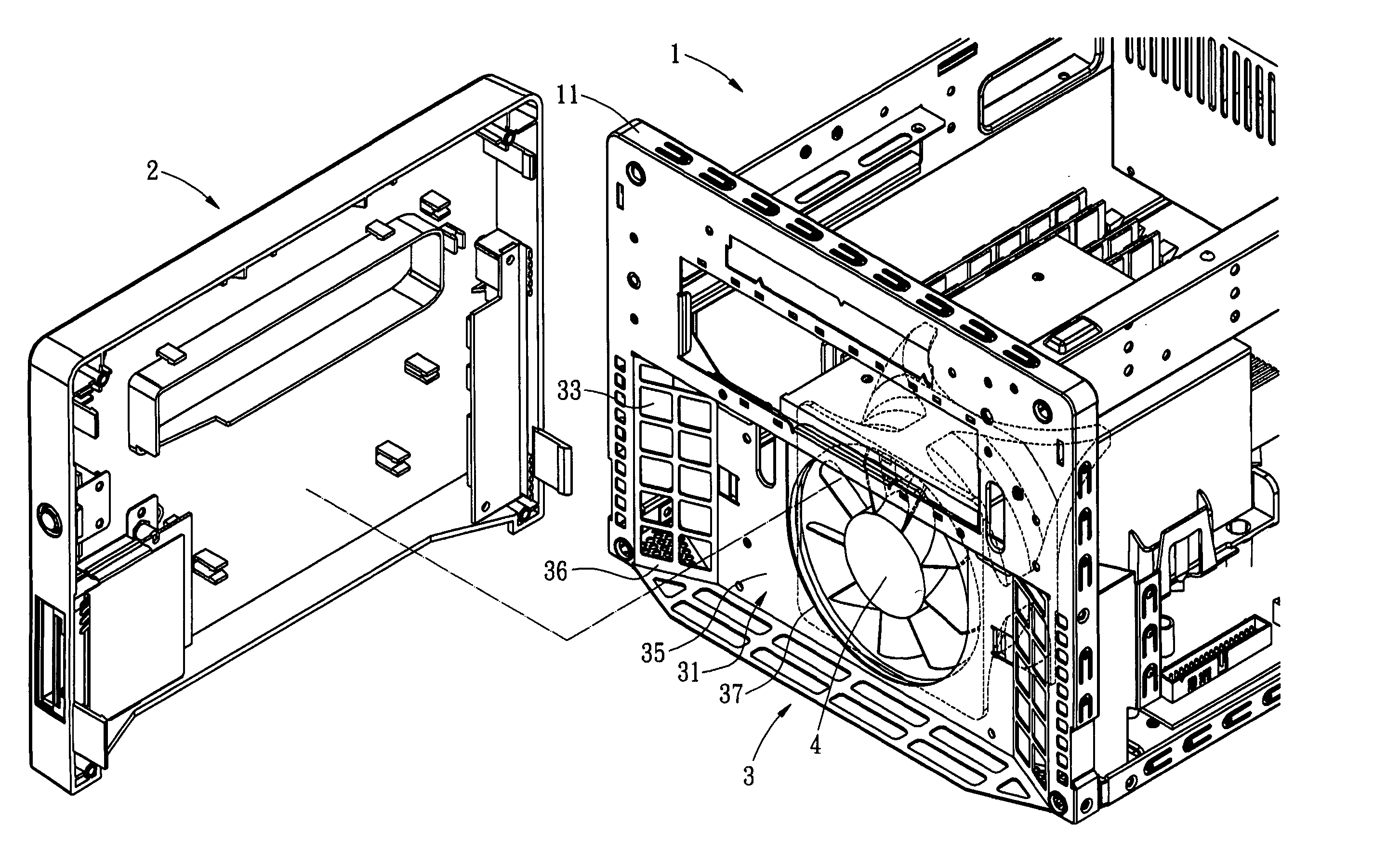 Inlet airflow guiding structure for computers