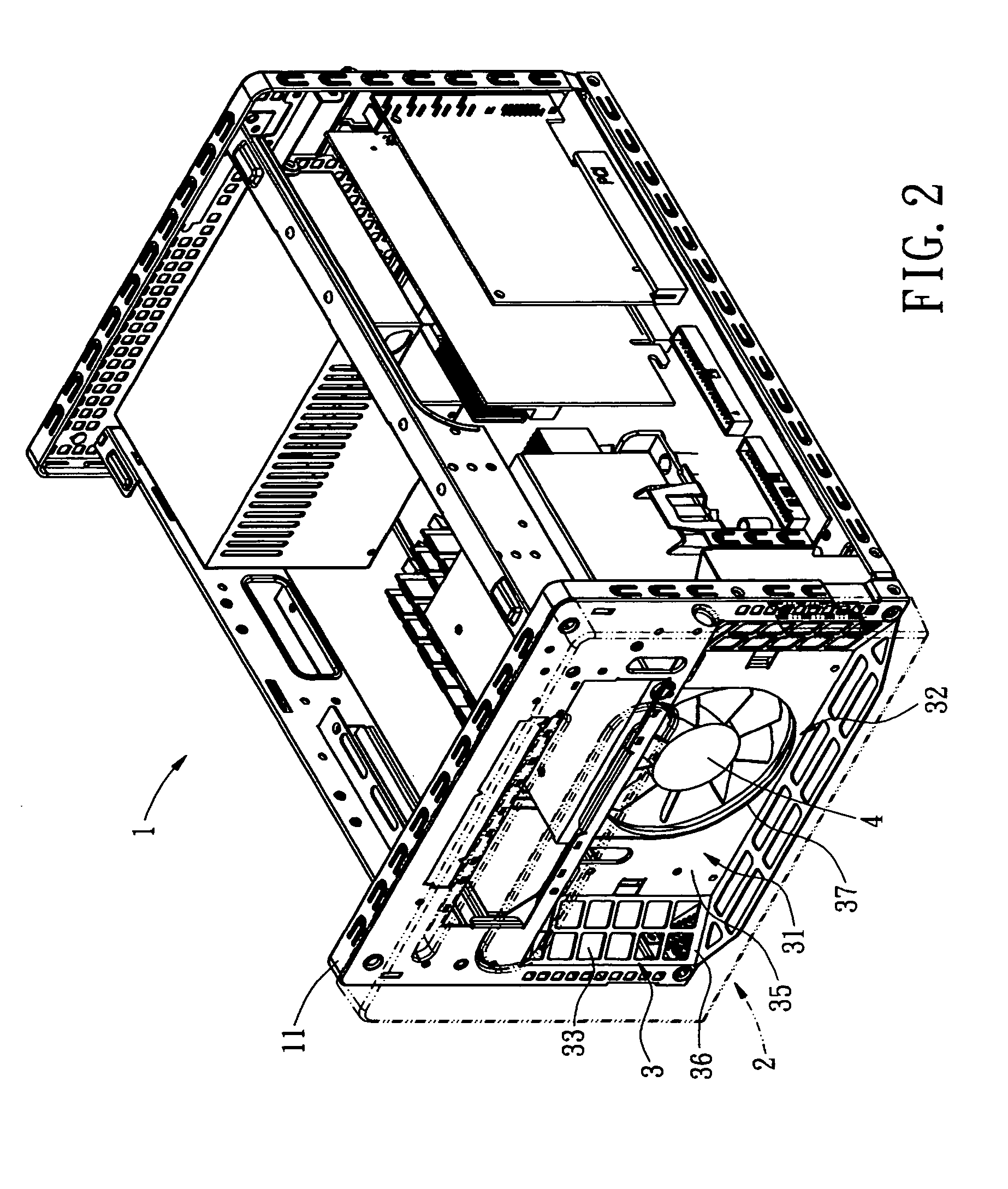 Inlet airflow guiding structure for computers