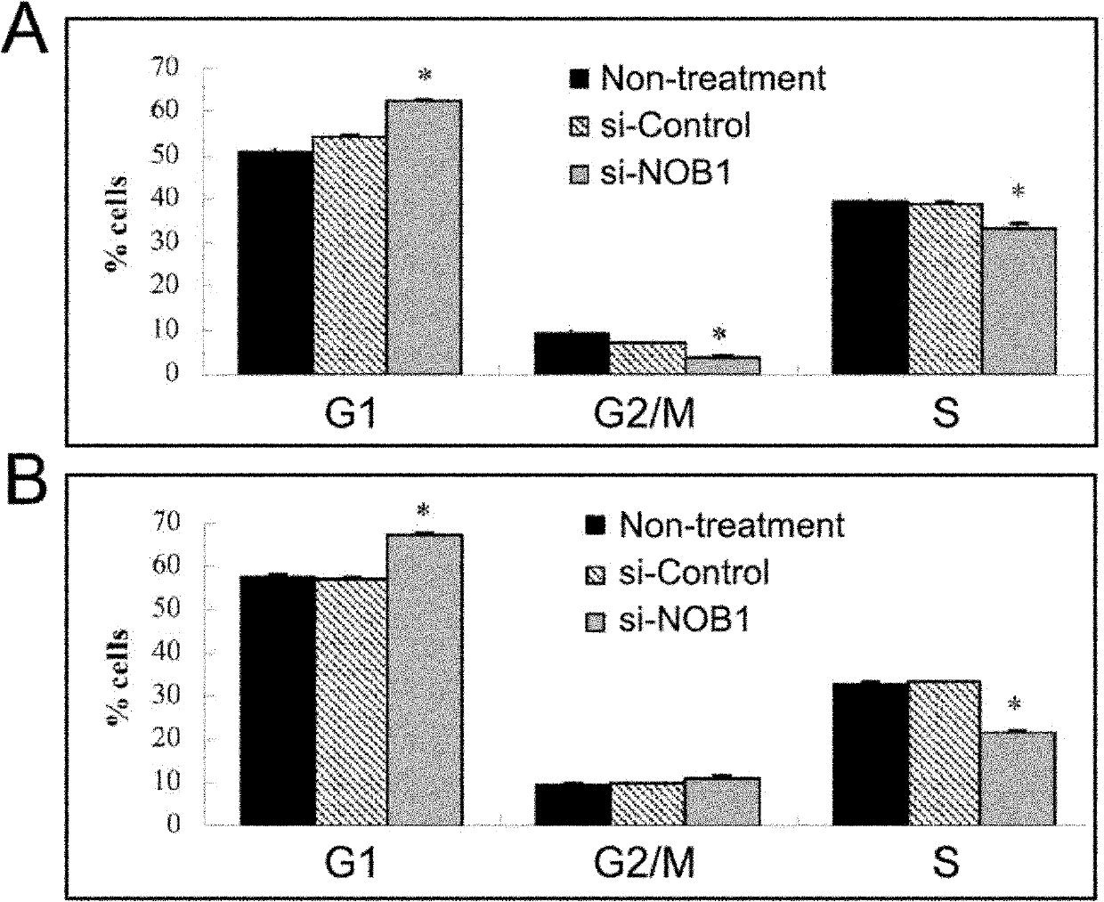 Application of NOB1 gene in treating brain glioma disease