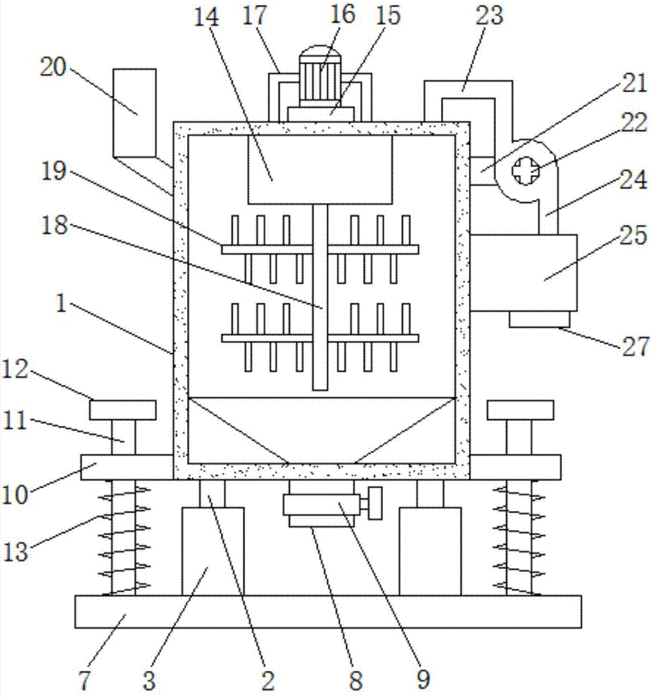 Mechanical stirring device for buildings