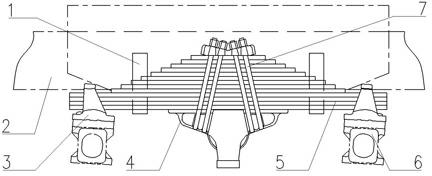Suspension device for mining vehicles