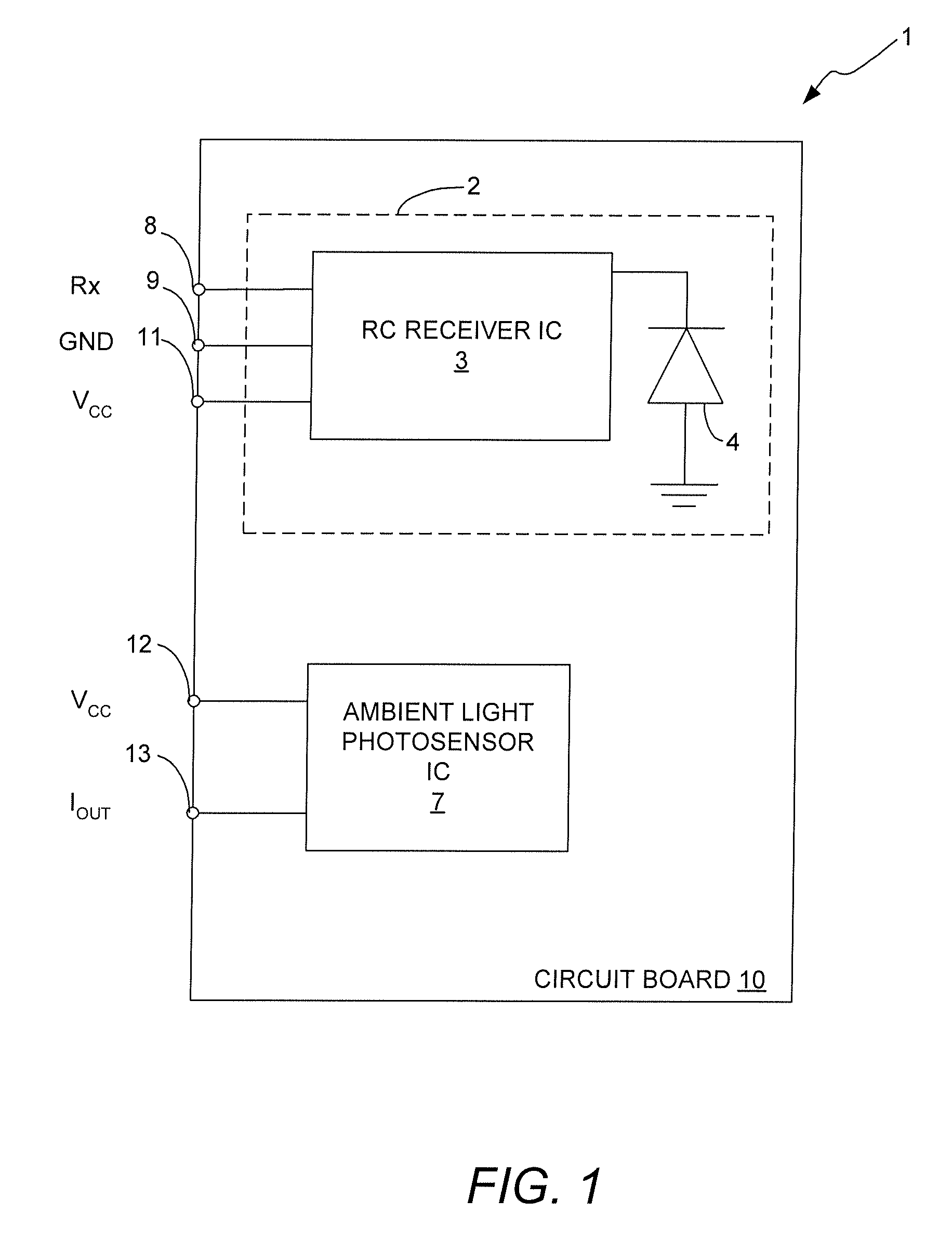 Remote control receiver device and ambient light photosensor device incorporated into a single composite assembly