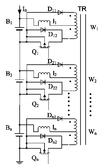 Two-stage equalizing charging system and application thereof