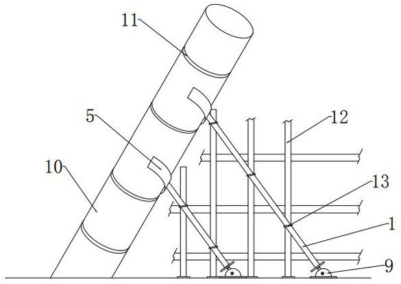Round inclined column formwork supporting method