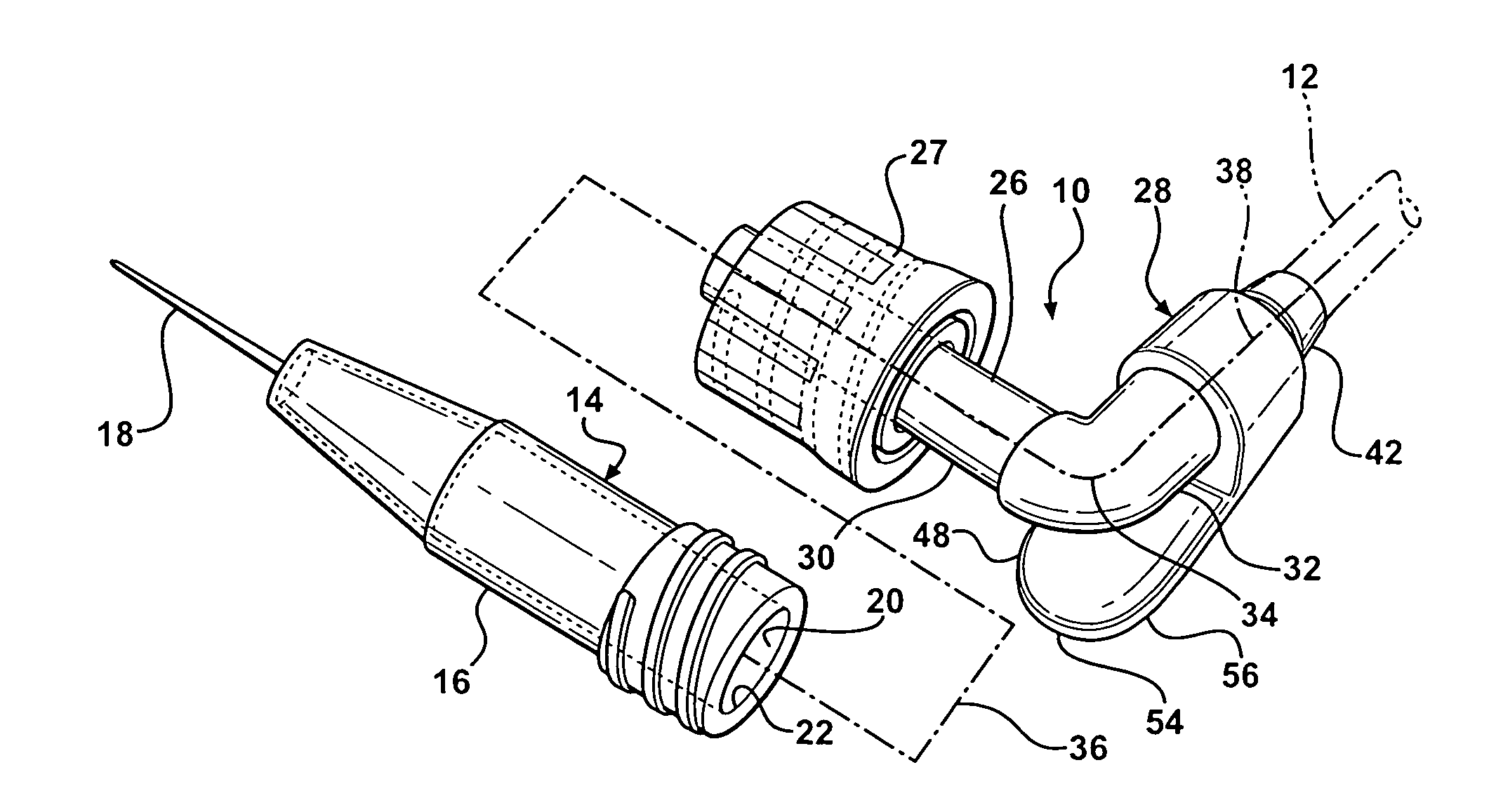 Angled medical connector with height compensator