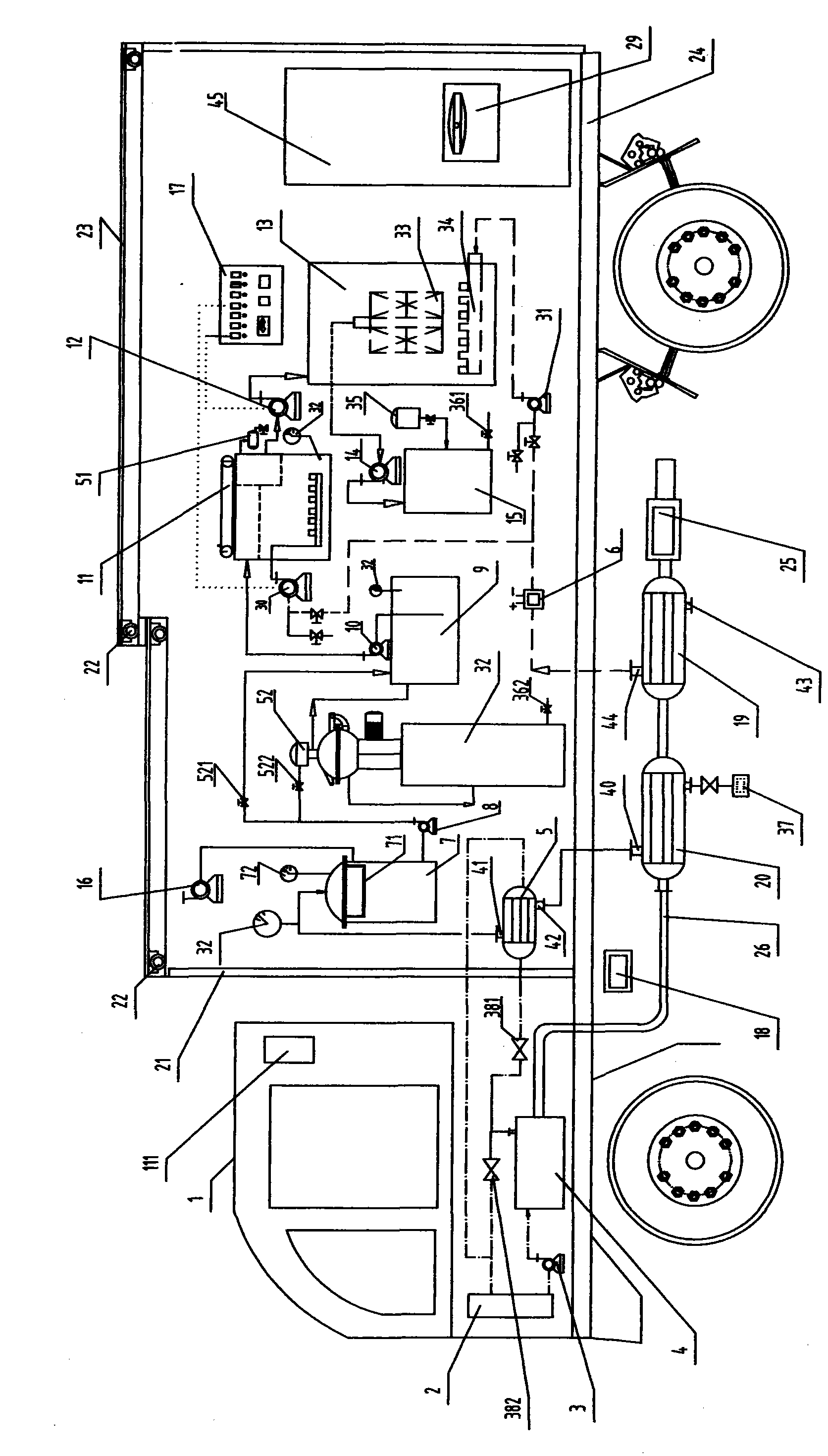 Movable type method and special vehicle for oil-water separation and wastewater purification of mobile kitchen waste