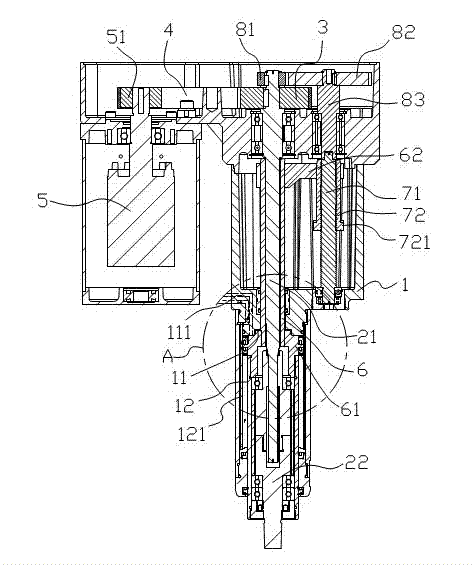 Automatic tapping machine power head capable of fast feed and fast return