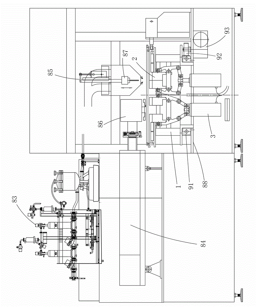 Molding device and blowing-filling-sealing integrated machine with the same