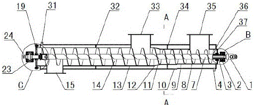 Semi-coke waste heat recovery screw conveyor