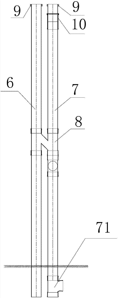 Connection structure and connection method for non-pressure tubes between modularized upper floor and lower floor