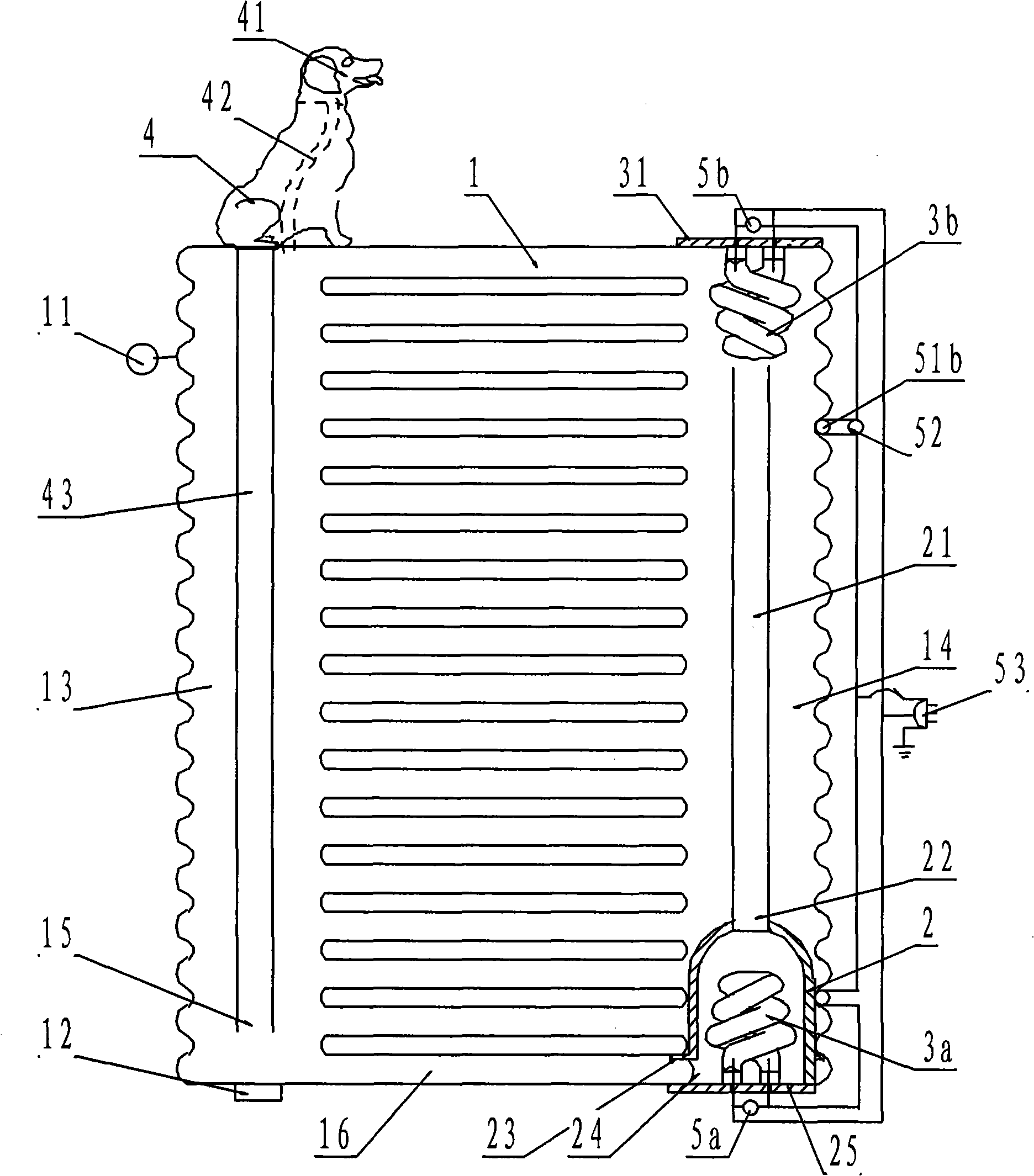 Column type heat radiator transverse placement electric heater
