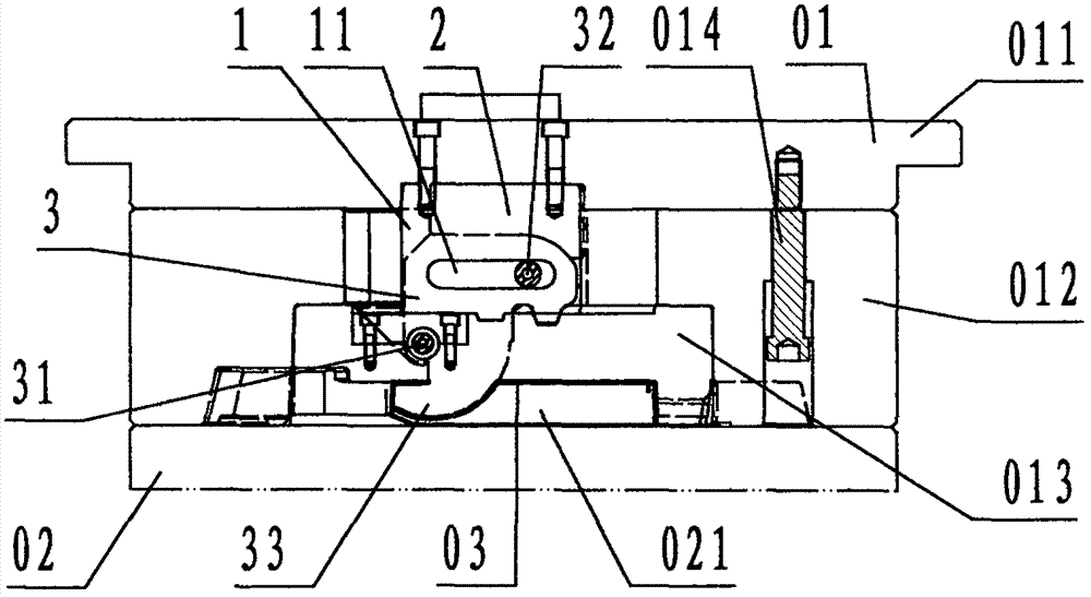 Rotary core-pulling device for outer deep undercut of fixed mold side of injection mold