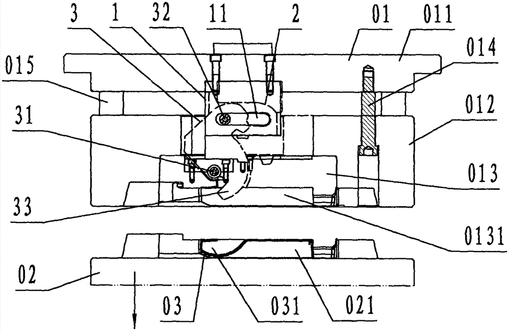 Rotary core-pulling device for outer deep undercut of fixed mold side of injection mold