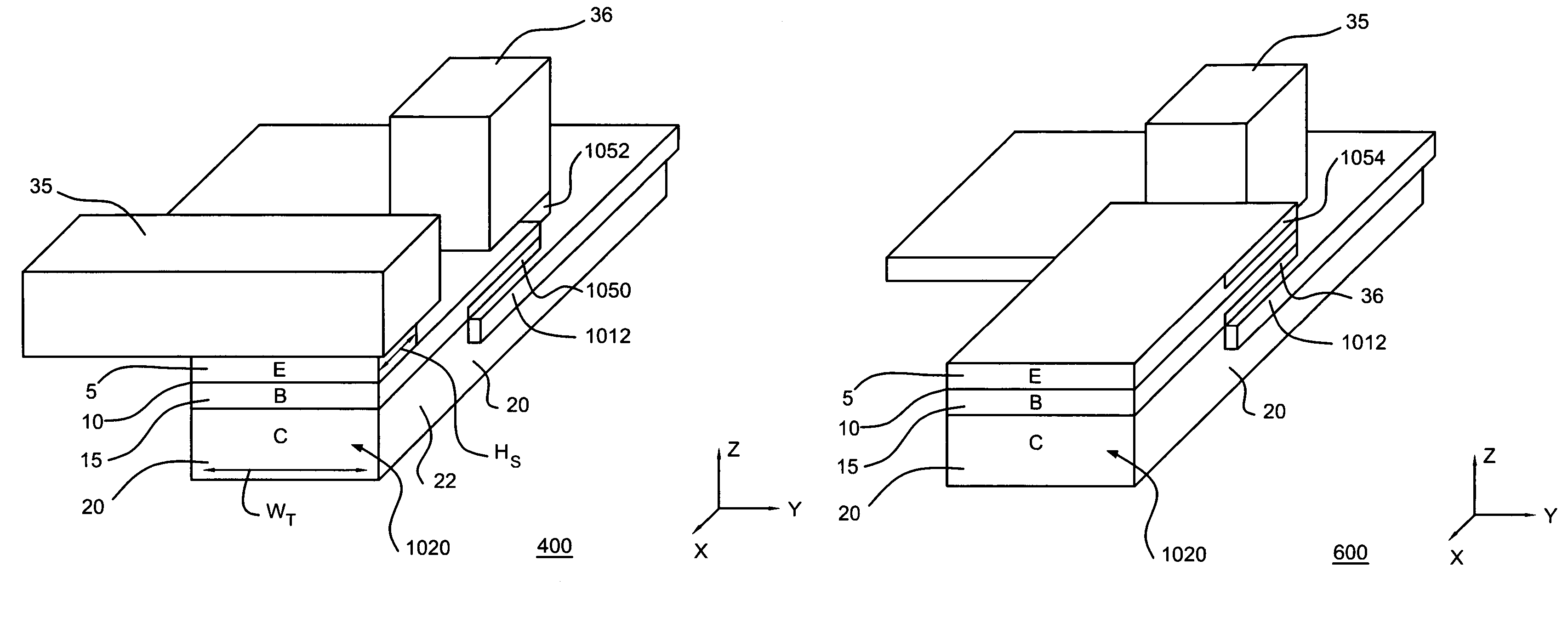 Three terminal magnetic sensor (TTM) having a metal layer formed in-plane and in contact with the base region for reduced base resistance