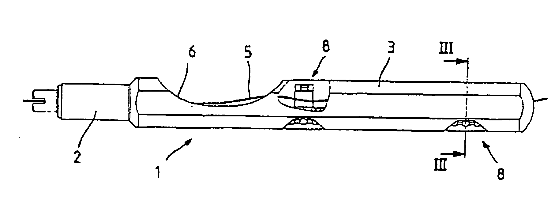 Device for guiding surgical sewing material to a needle