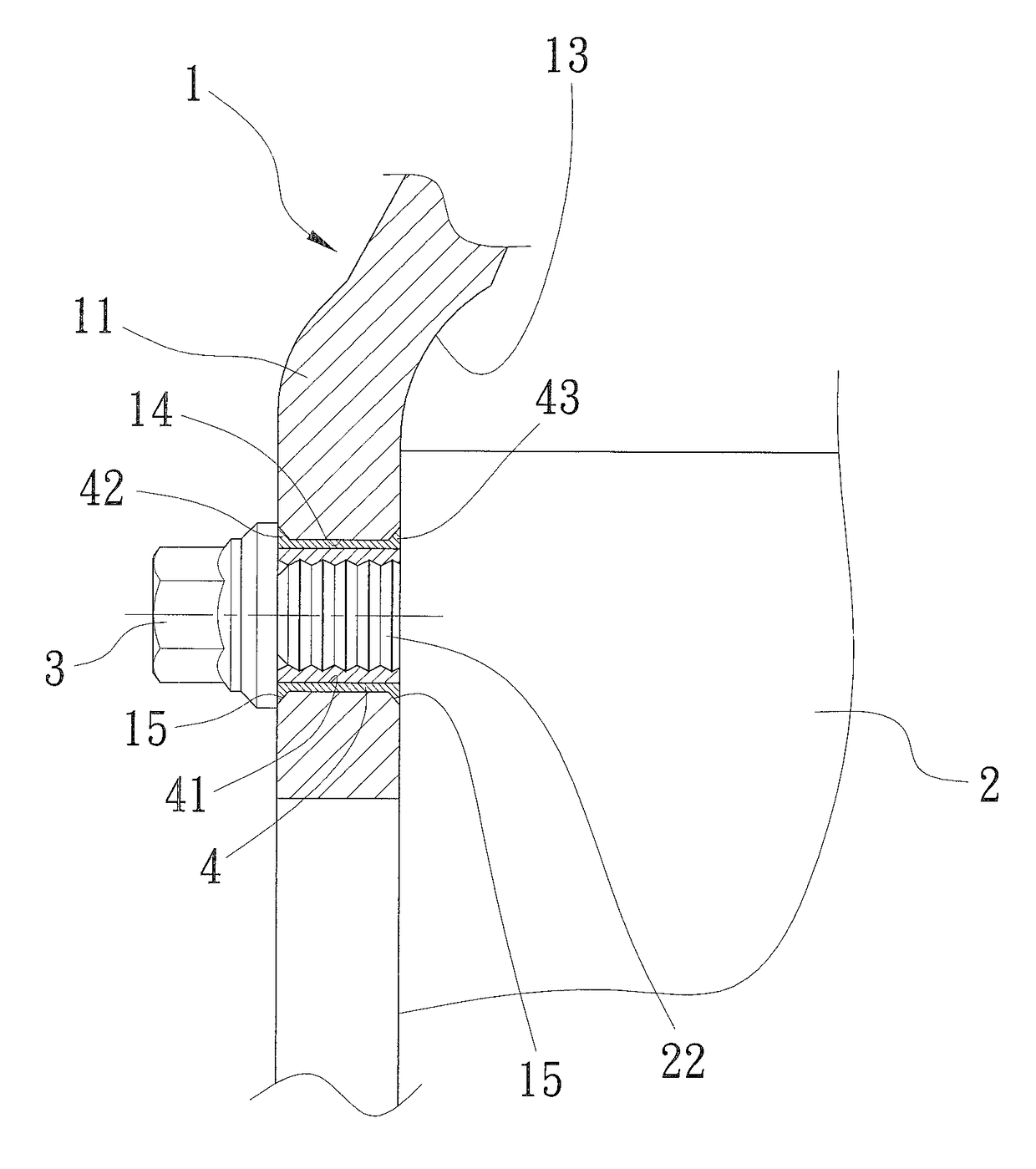 Wheel securing structure of trucks