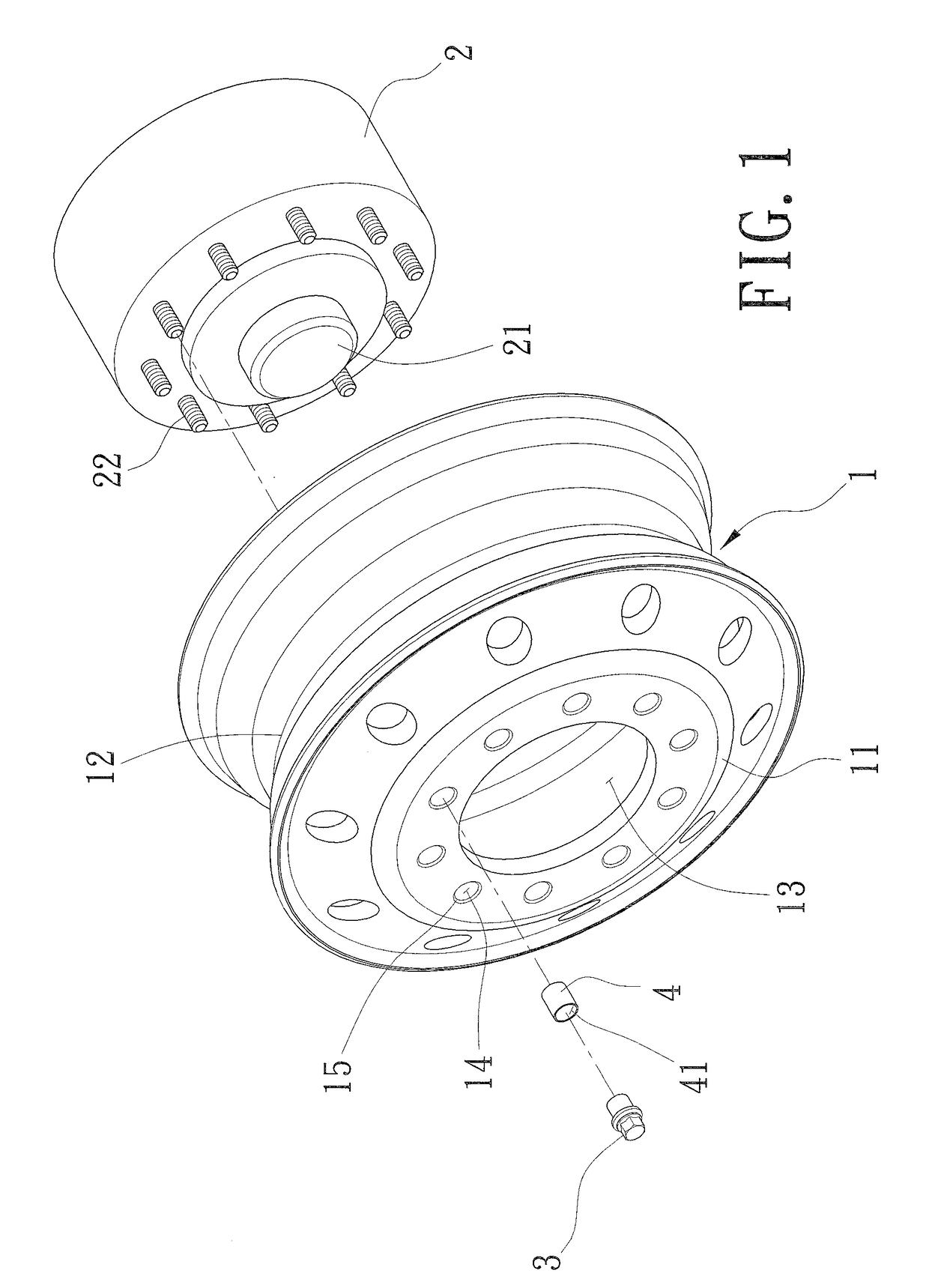 Wheel securing structure of trucks