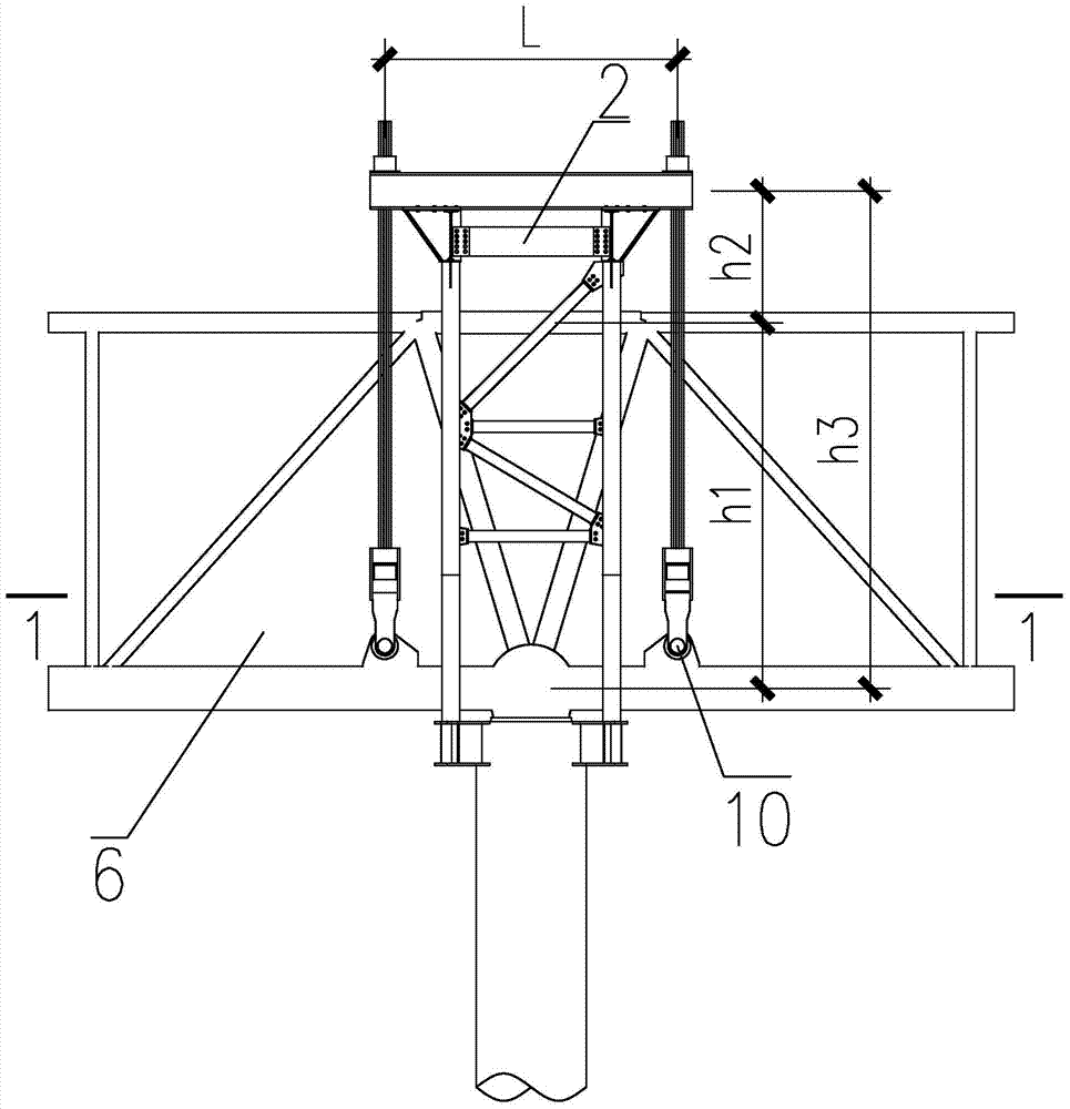 Hoisting frame design application method of continuous truss column top hinging structure