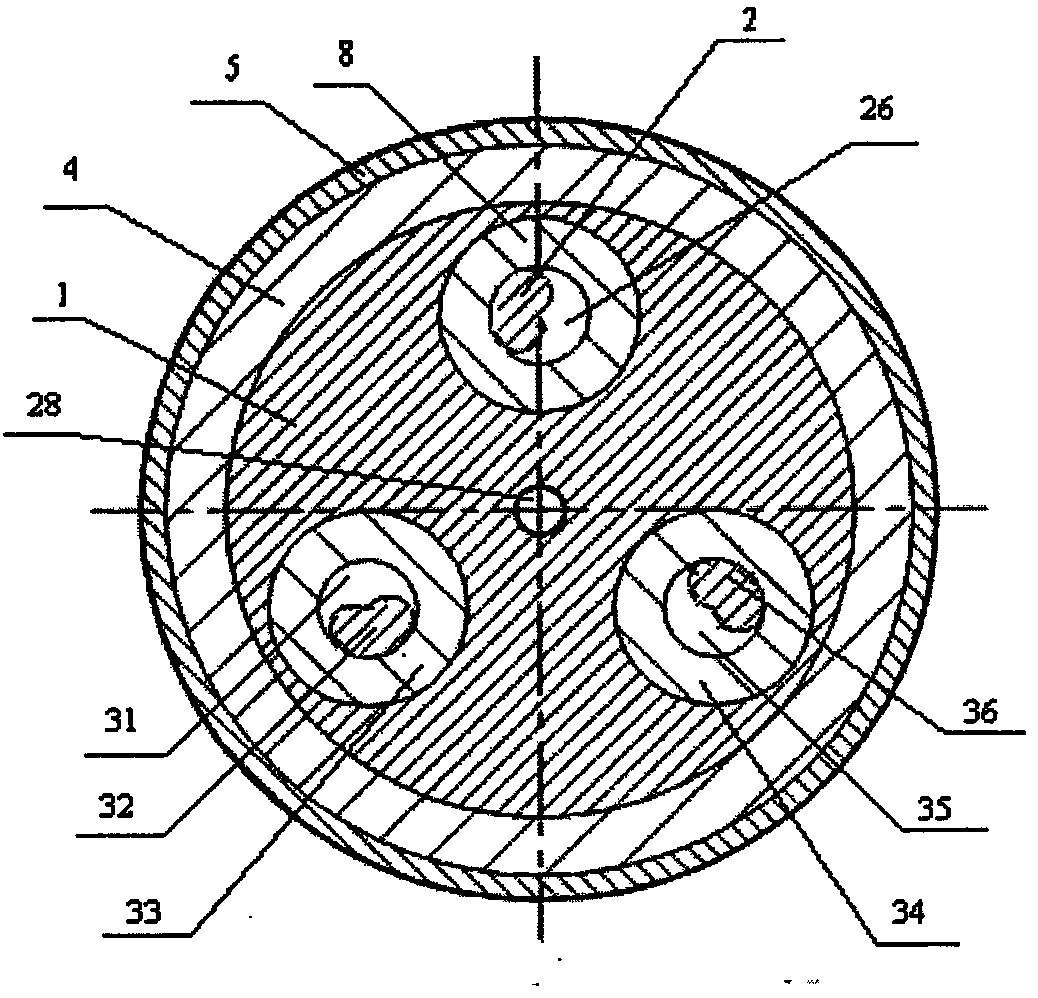 Internally tangent barrel-shaped four-rotor displacement pump