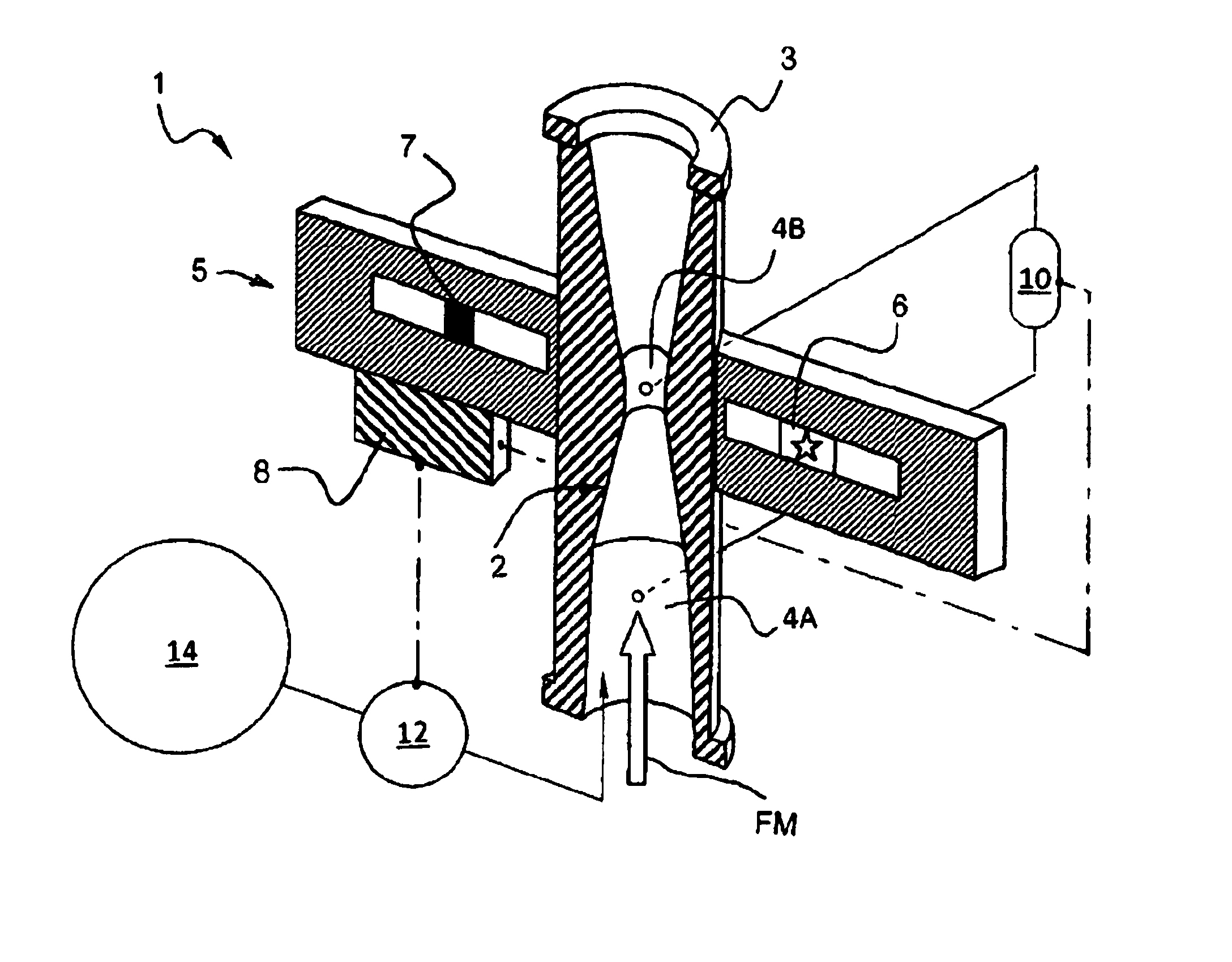 Flow meter system and method for measuring an amount of liquid in a largely gaseous multiphase flow