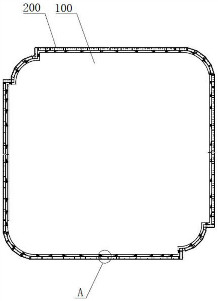 Climbing frame protection structure and curved surface oblique climbing construction method