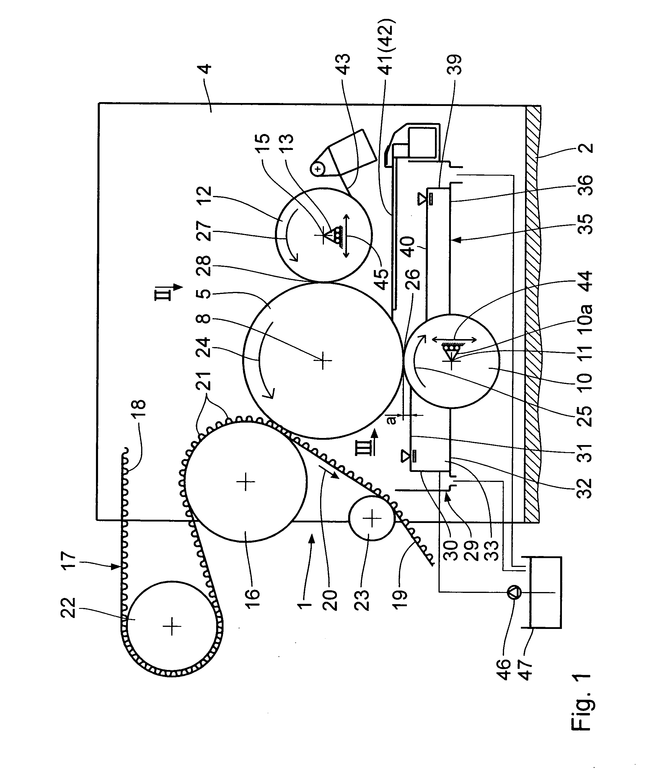 Method and adhesive applicator unit for continuous application of adhesive to webs
