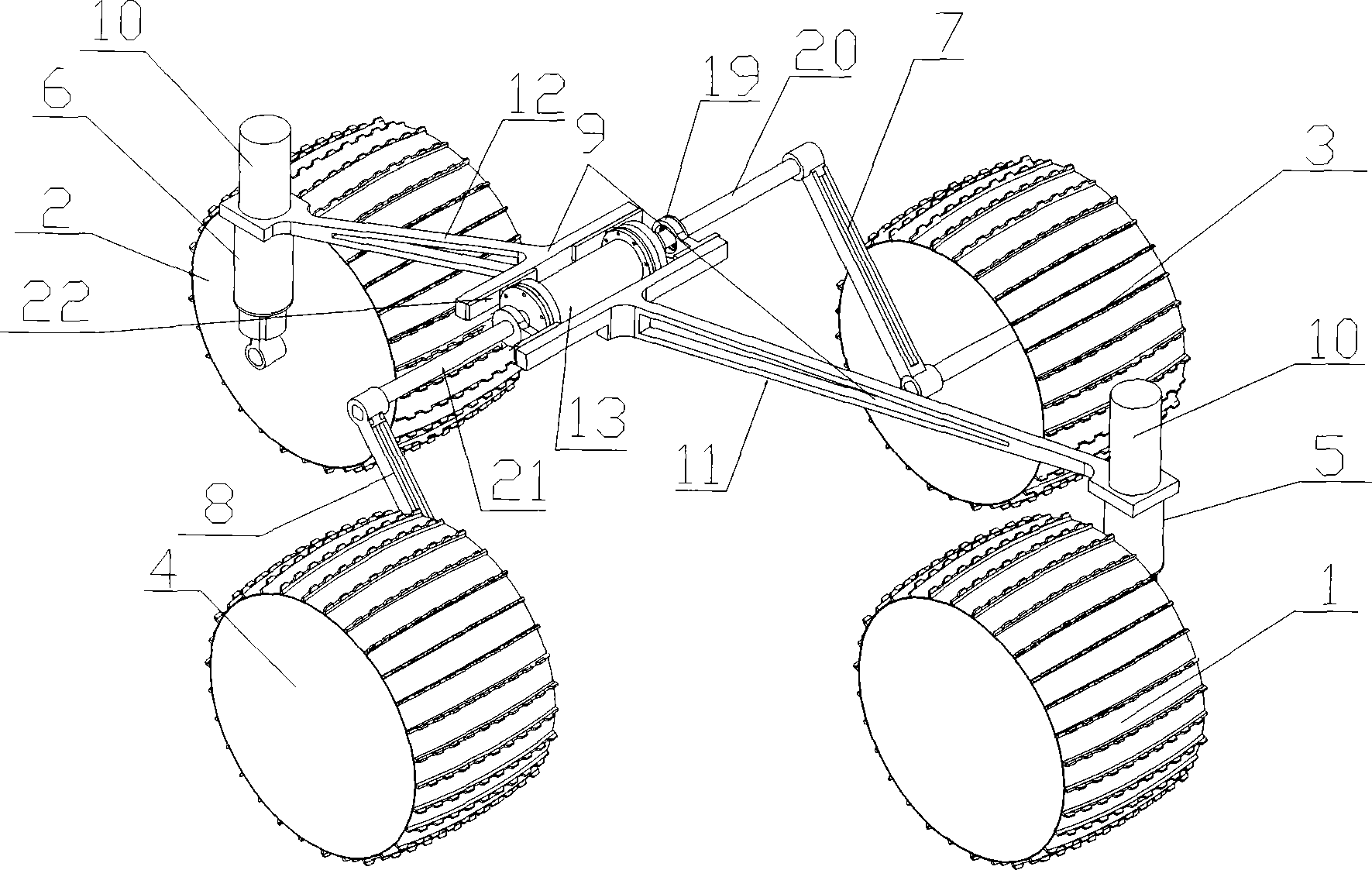 Pavement self-adaptive rhombic moonmobile moving system