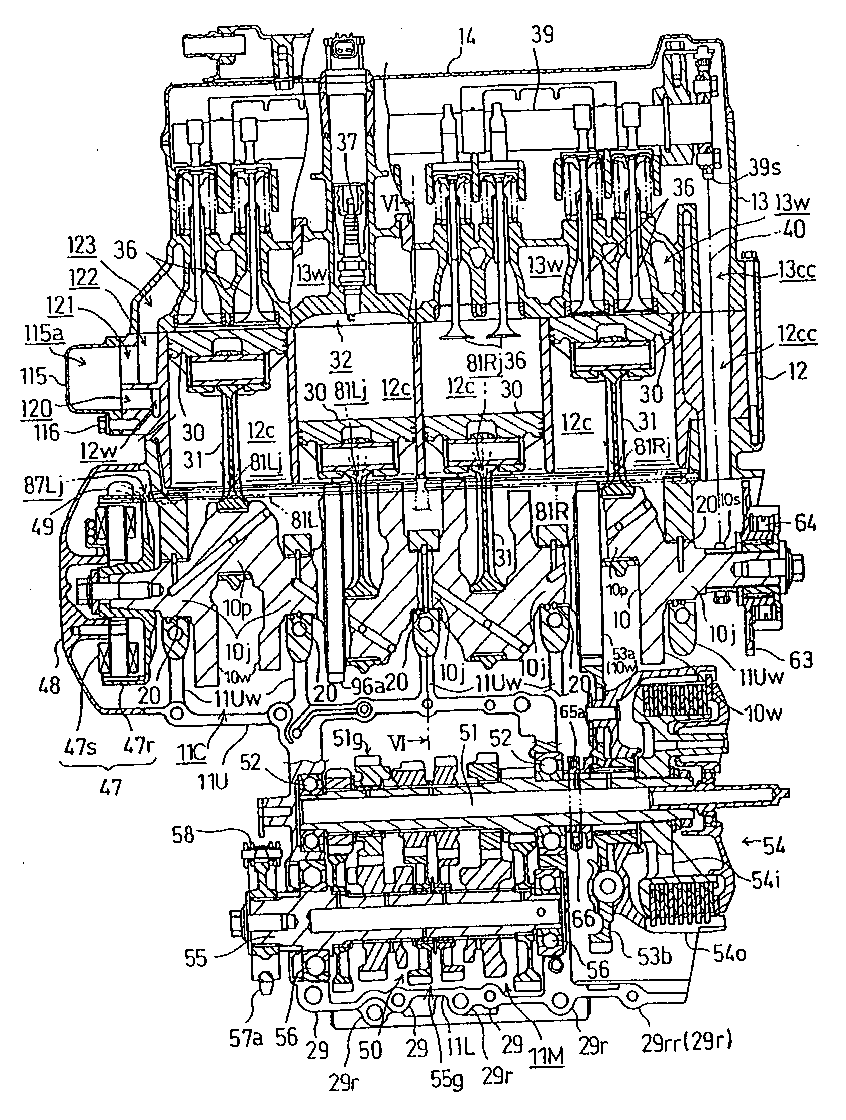 Integrated power unit including split crankcase with reinforced fastening arrangement, and vehicle including same