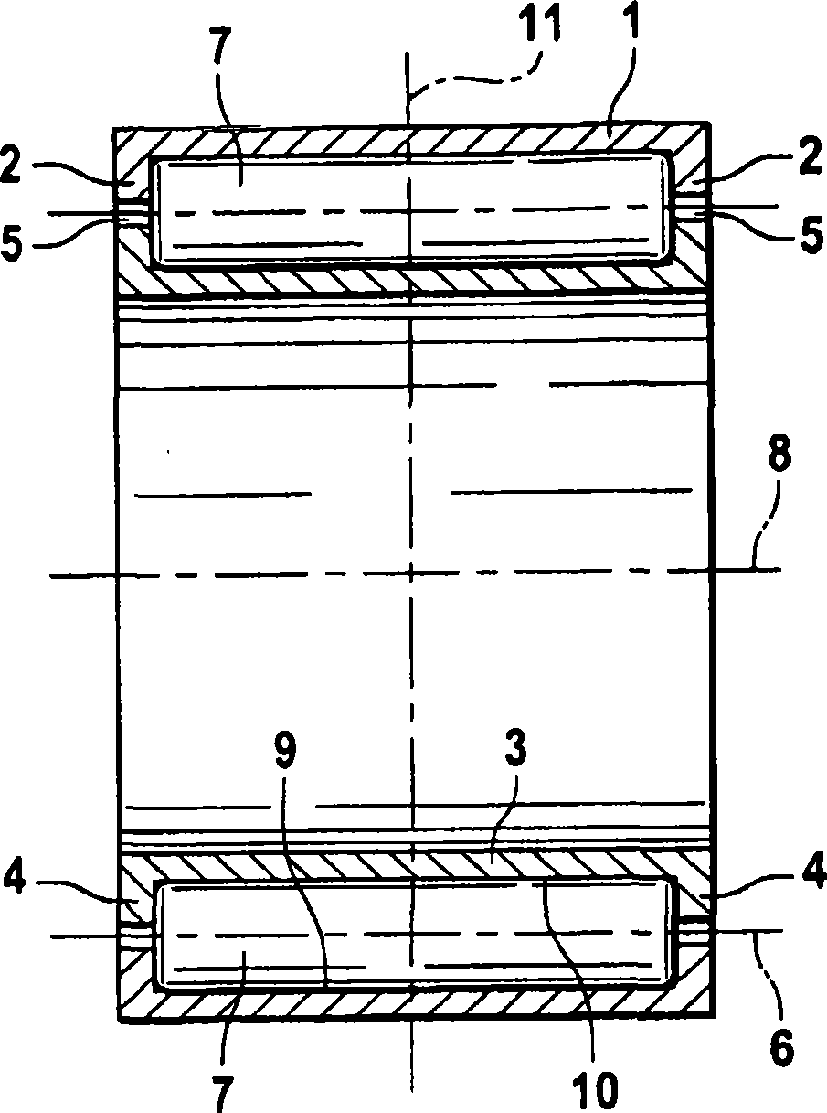 Ready-to-install needle bearing comprising an inner and outer ring