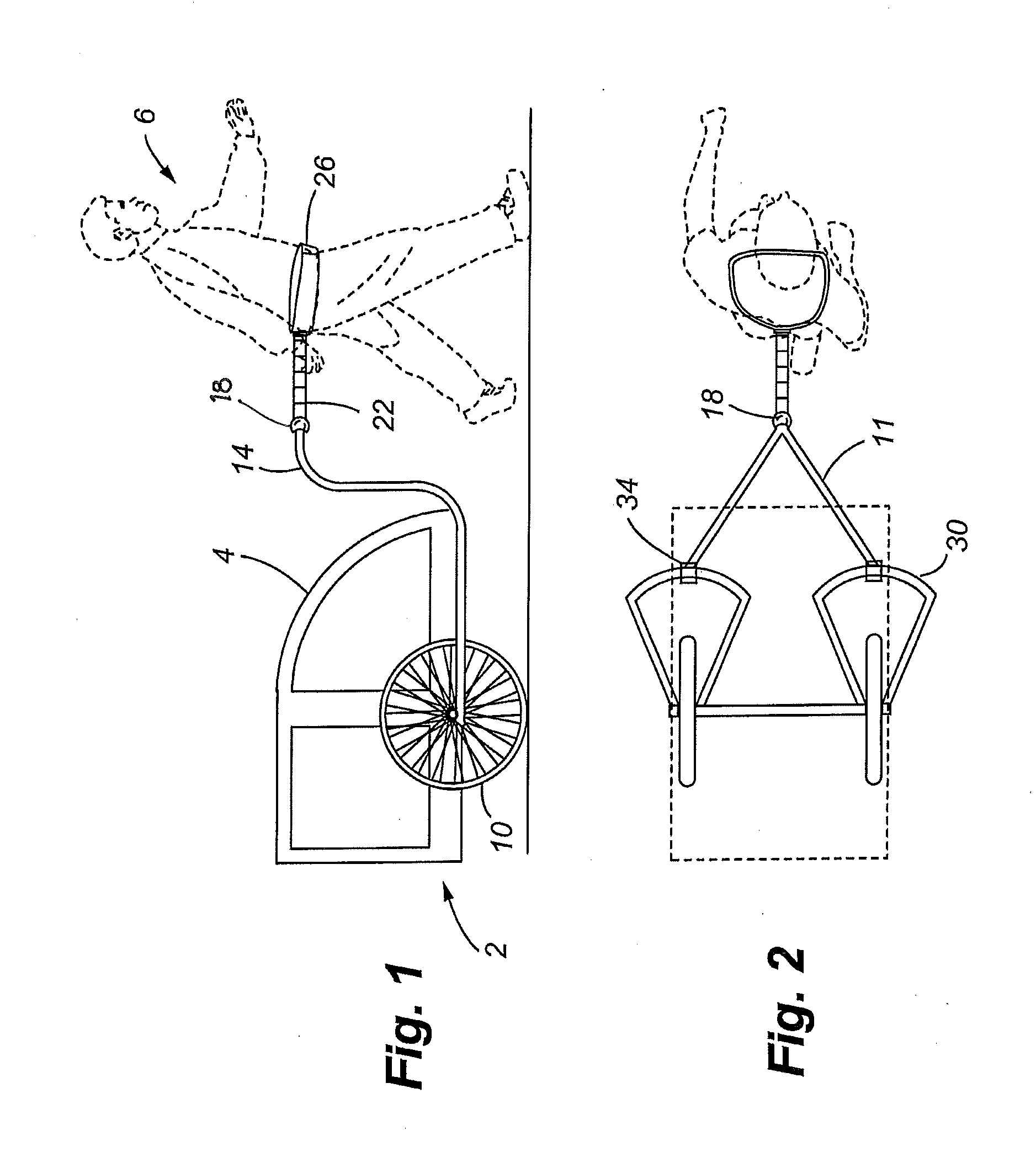 Carriage and incorporated harness with damping mechanisms for improved towing and stability of the carriage