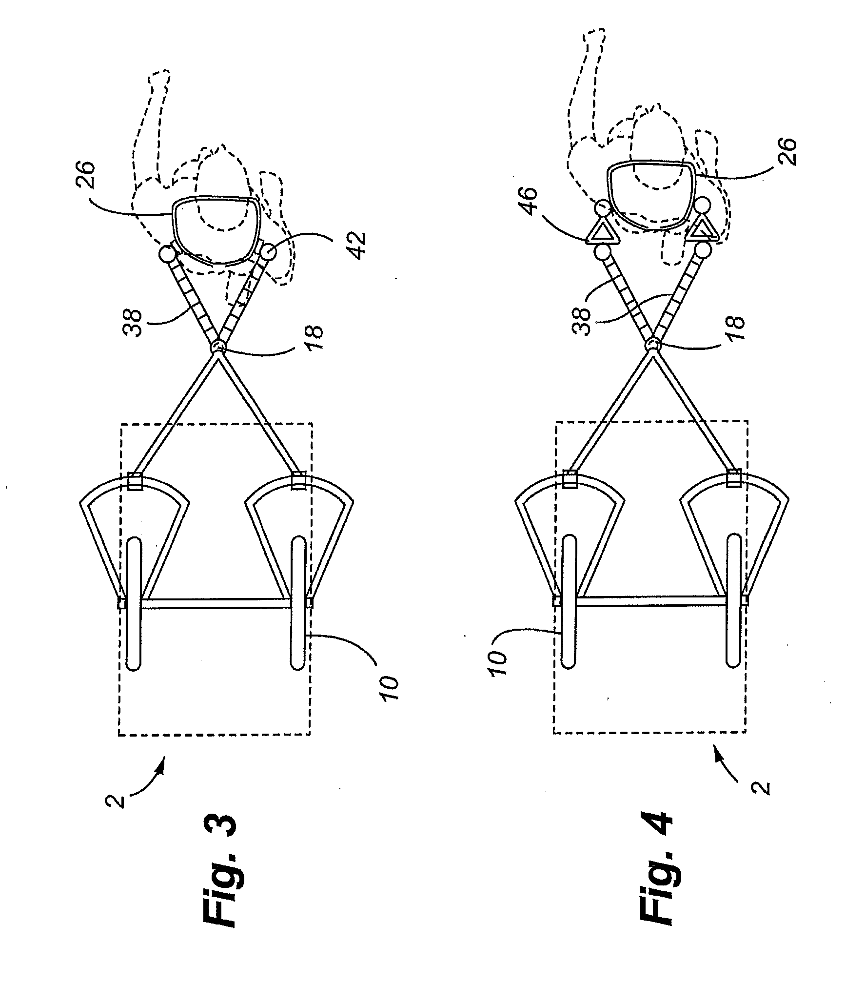 Carriage and incorporated harness with damping mechanisms for improved towing and stability of the carriage