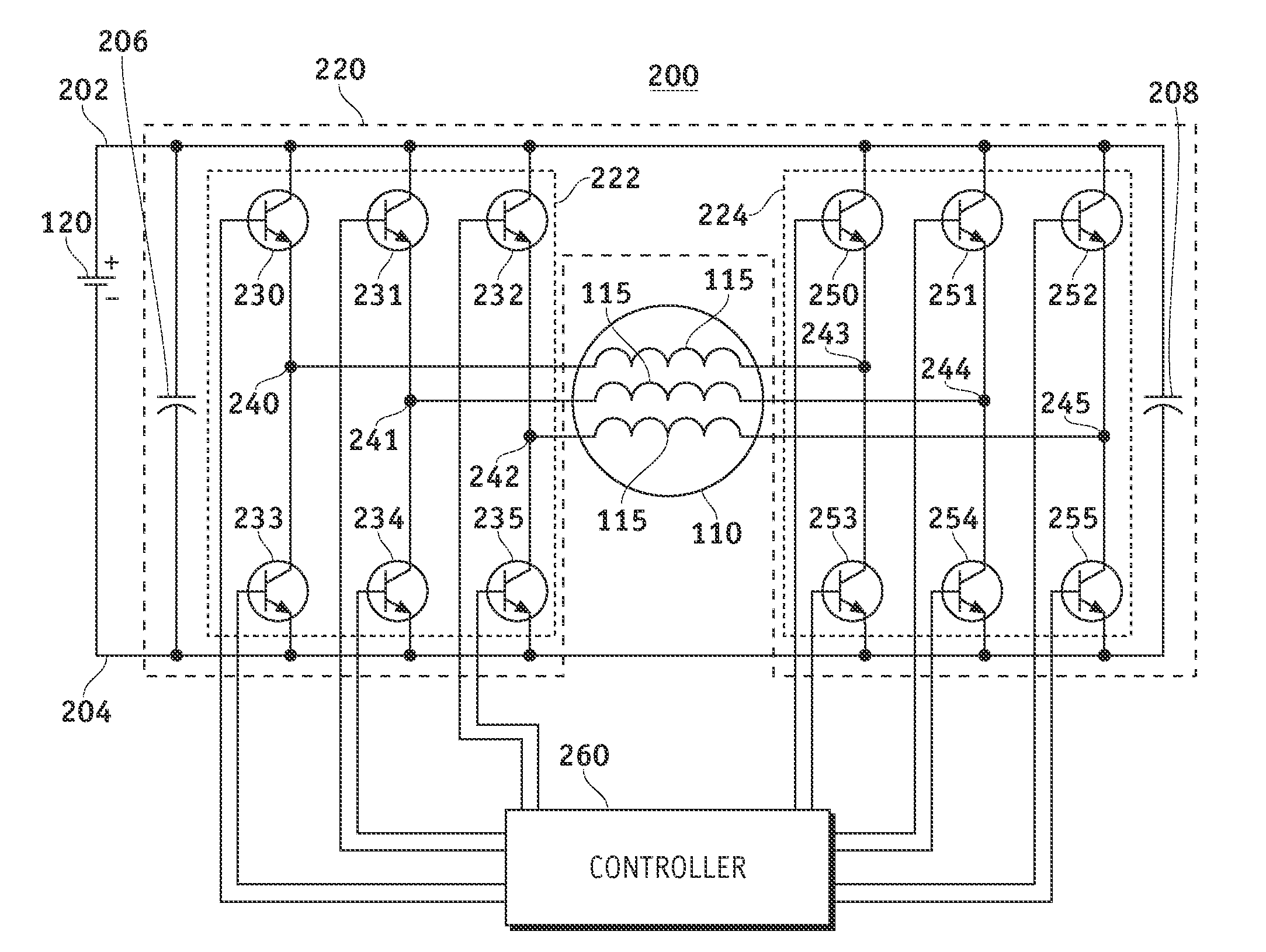 Inverter topology for an electric motor
