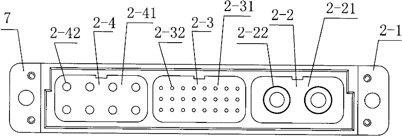 On-site combined type rectangular high-low frequency mixed loading connector