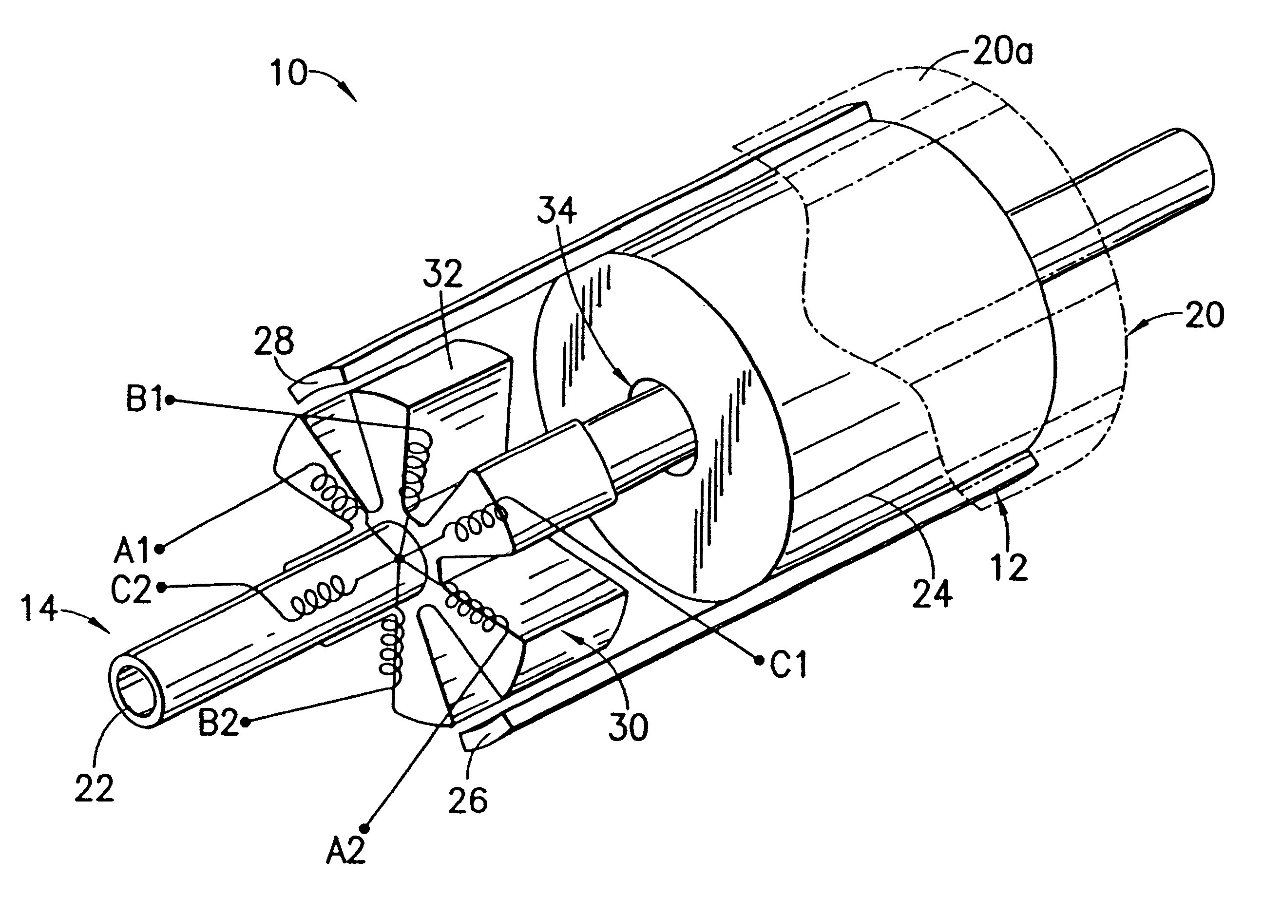 Transducer featuring magnetic rotor concentrically arranged in relation to multi-phase coil