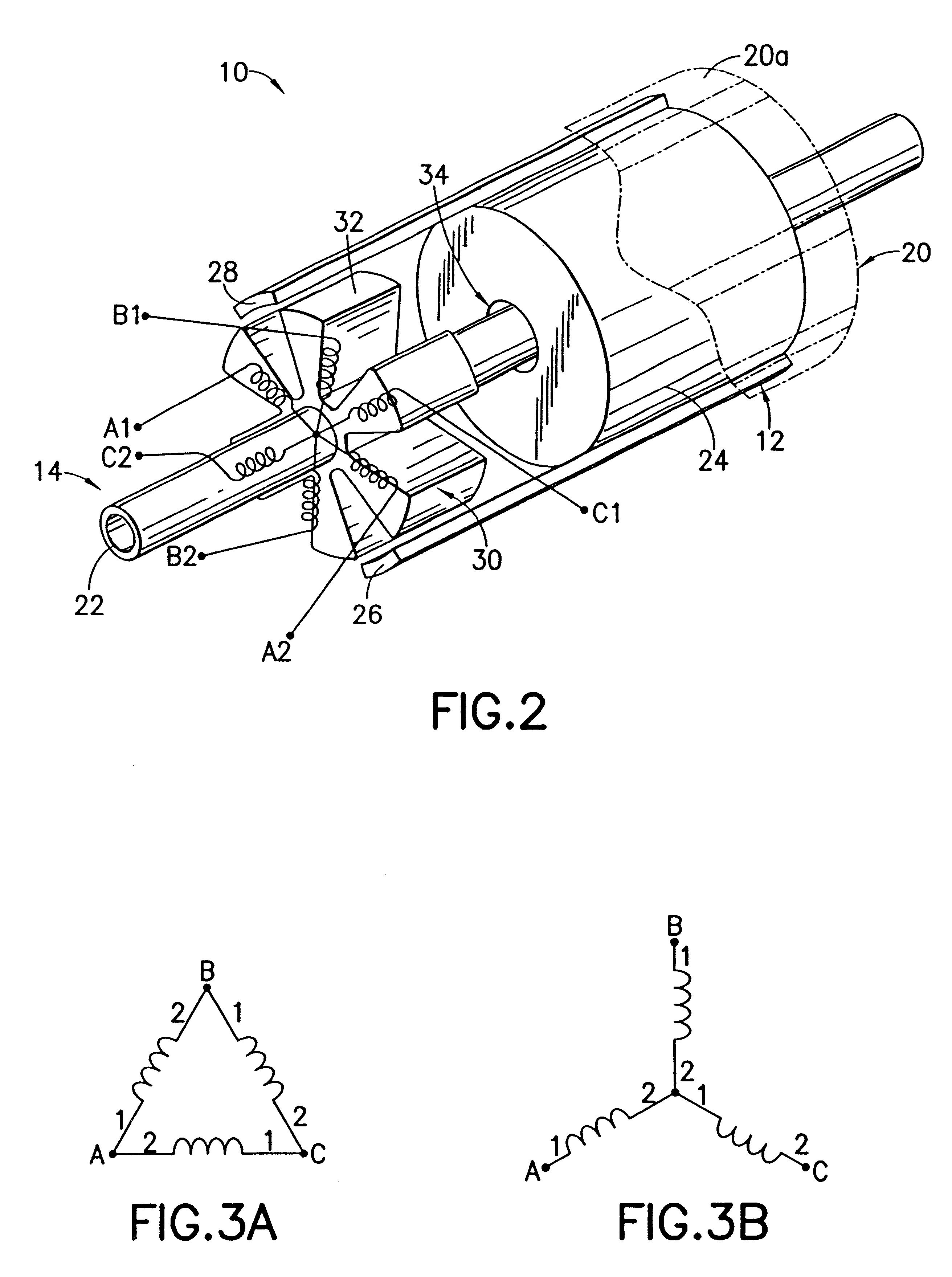 Transducer featuring magnetic rotor concentrically arranged in relation to multi-phase coil