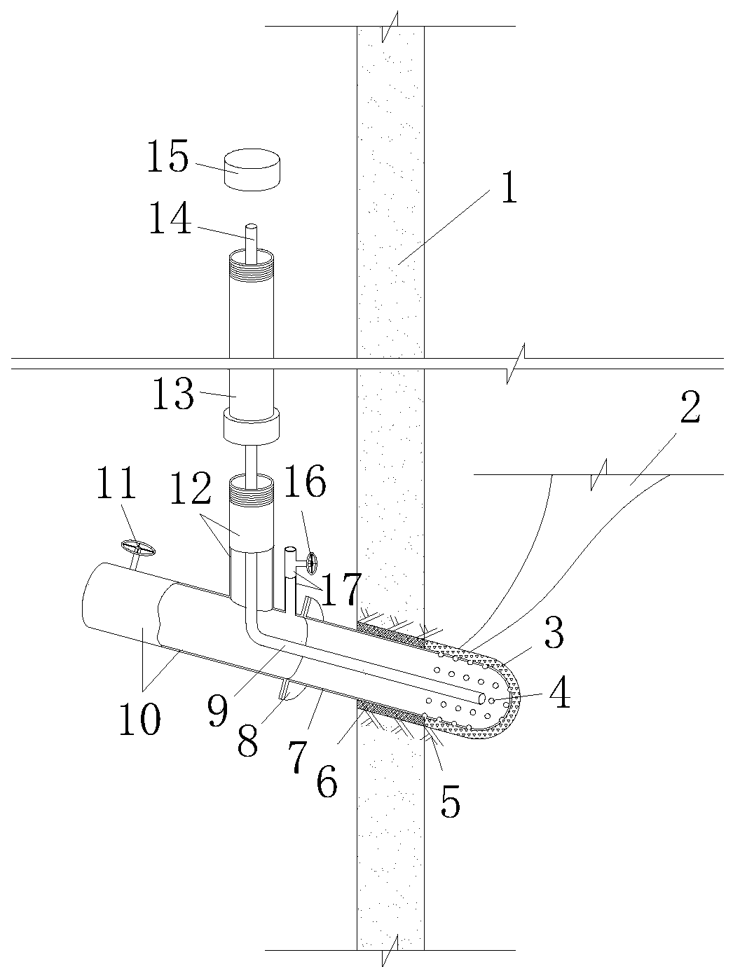 Curtain grouting water plugging device in confined water stratum and working method of curtain grouting water plugging device