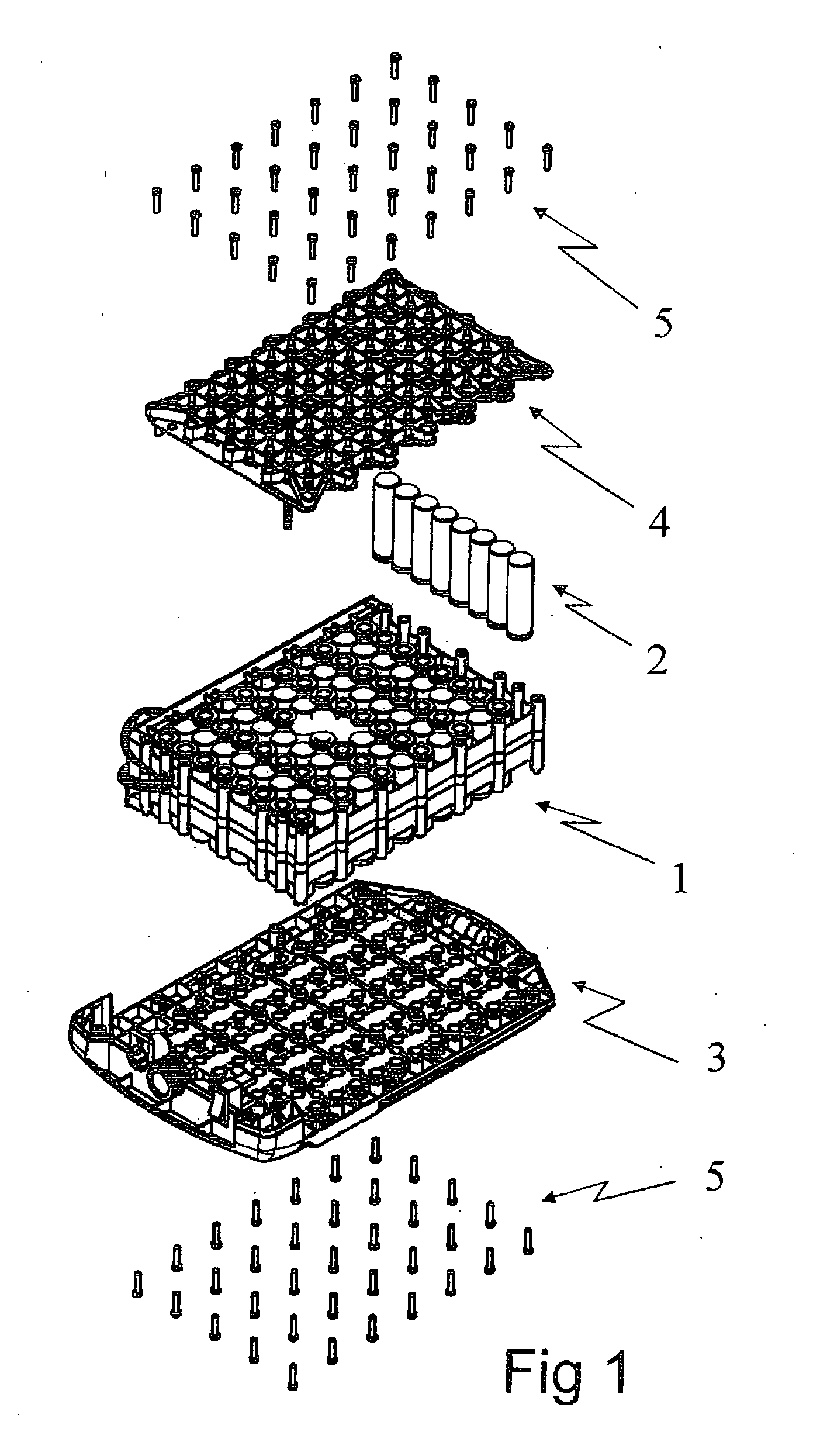 Battery consisting of a plurality of cells positioned and connected together without welding