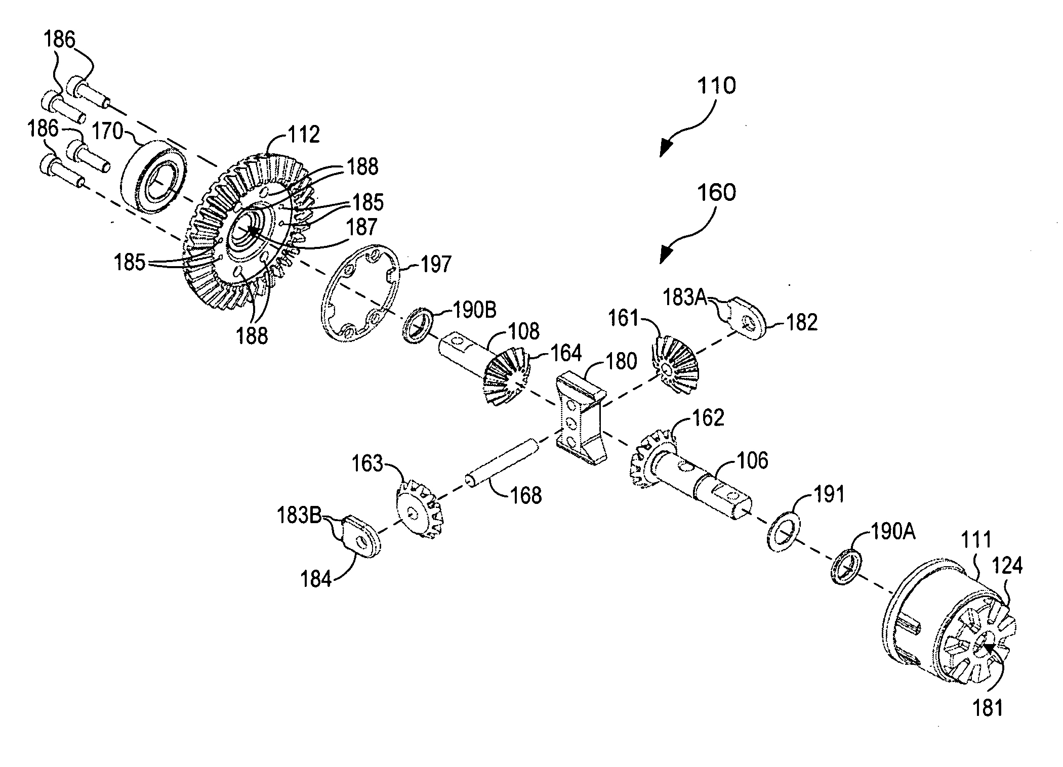 Locking differential assembly for a model vehicle