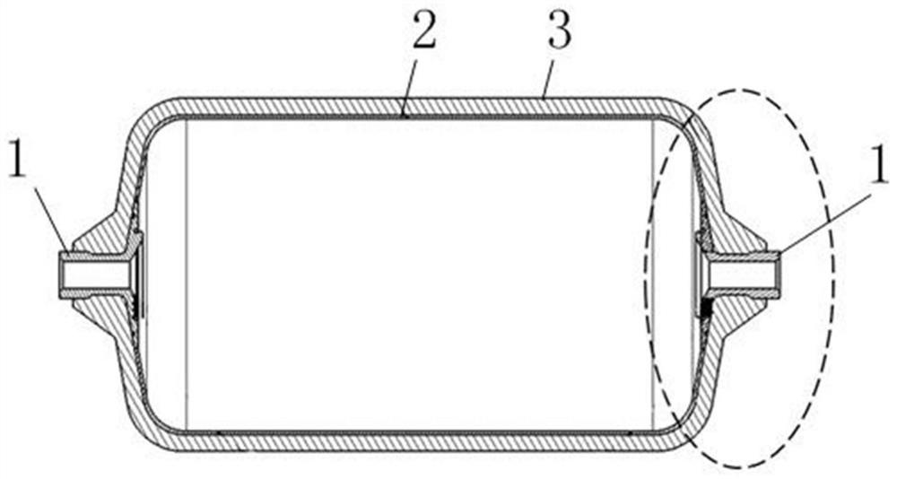 High-pressure composite container with sealed structure
