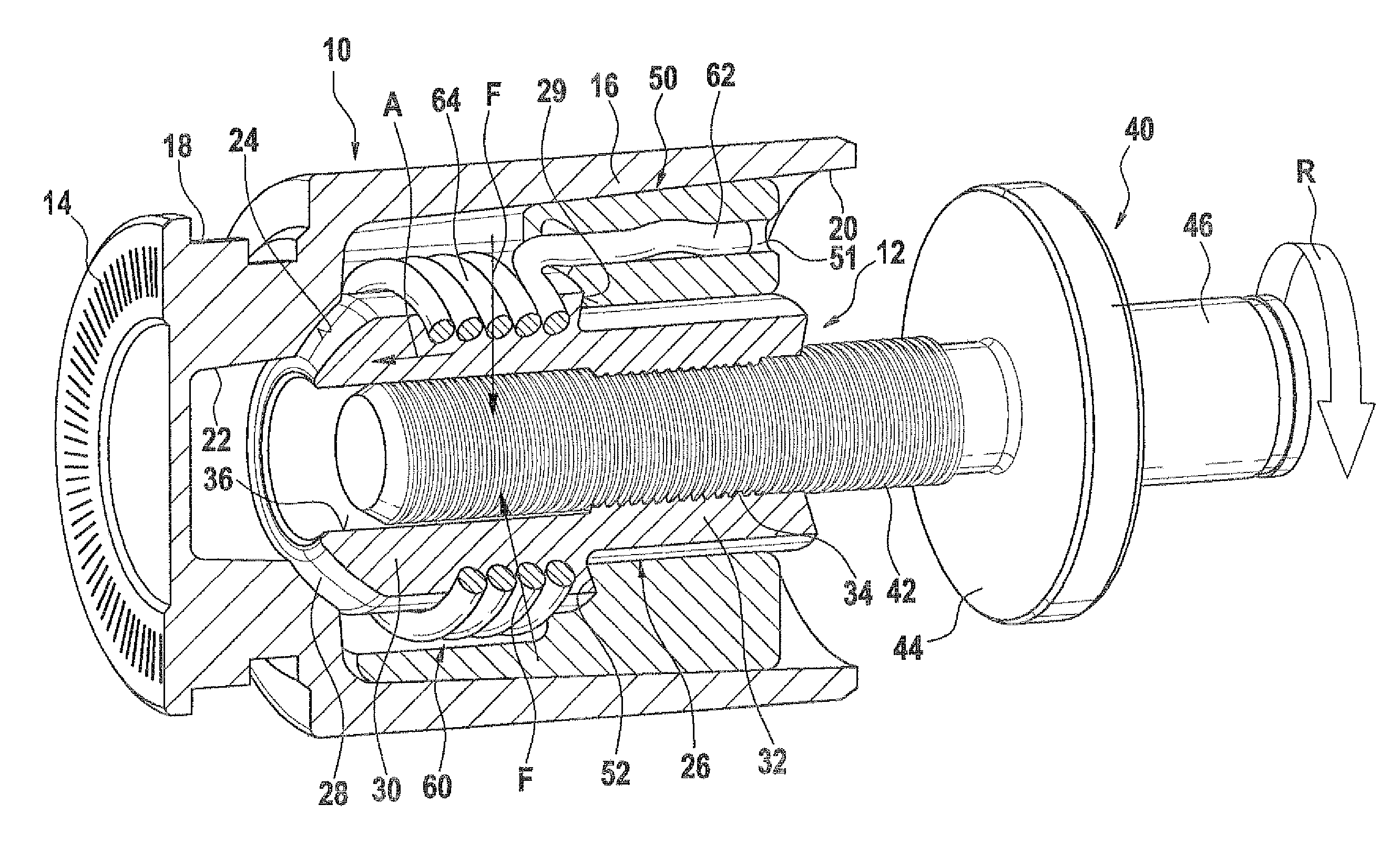 Electromechanical locking device for a brake piston