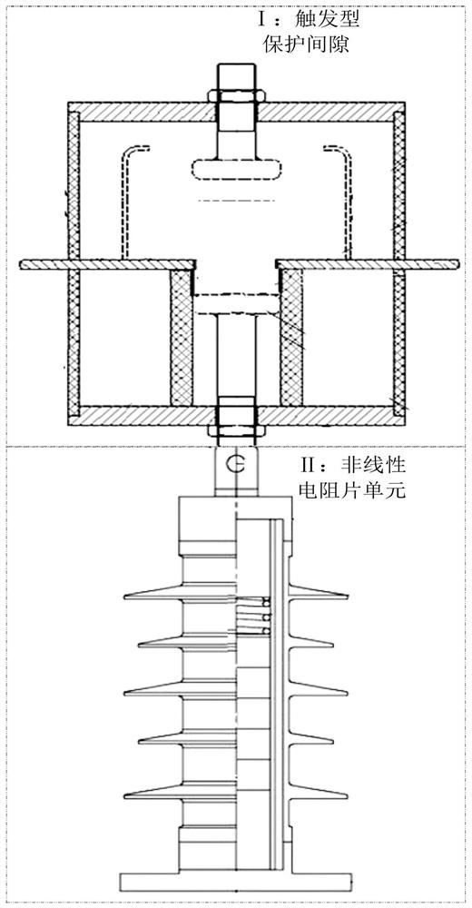 Intelligent combined protection assembly of trigger type overvoltage protection gap with pulsed arc pollution prevention structure