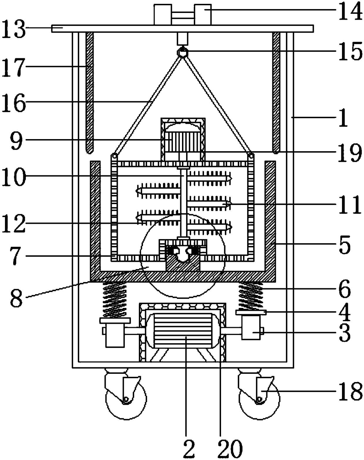 Oscillating washing device for root type Chinese herbal medicine