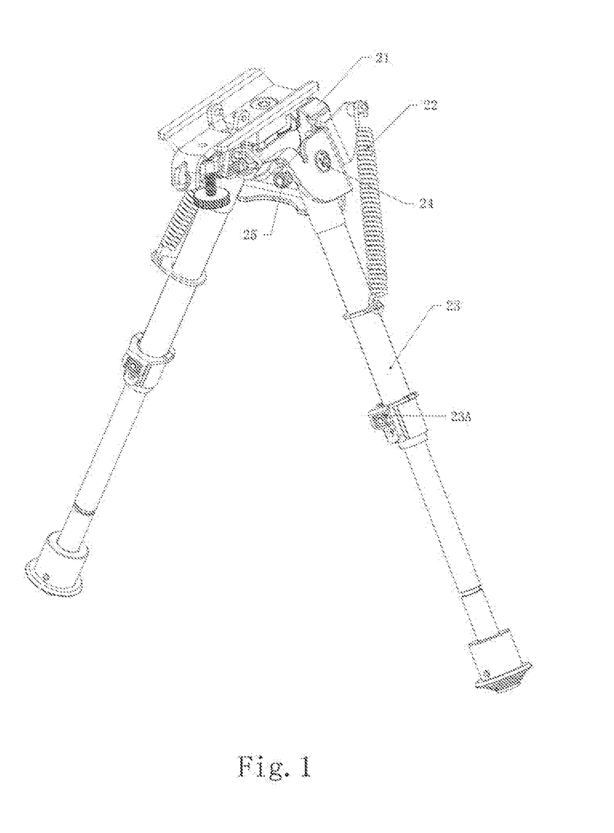 Bipod with compressively popping up inner leg assemblies