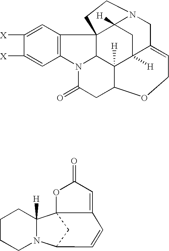 Transdermal drug delivery system of strychnine, brucine, securinine and their salts