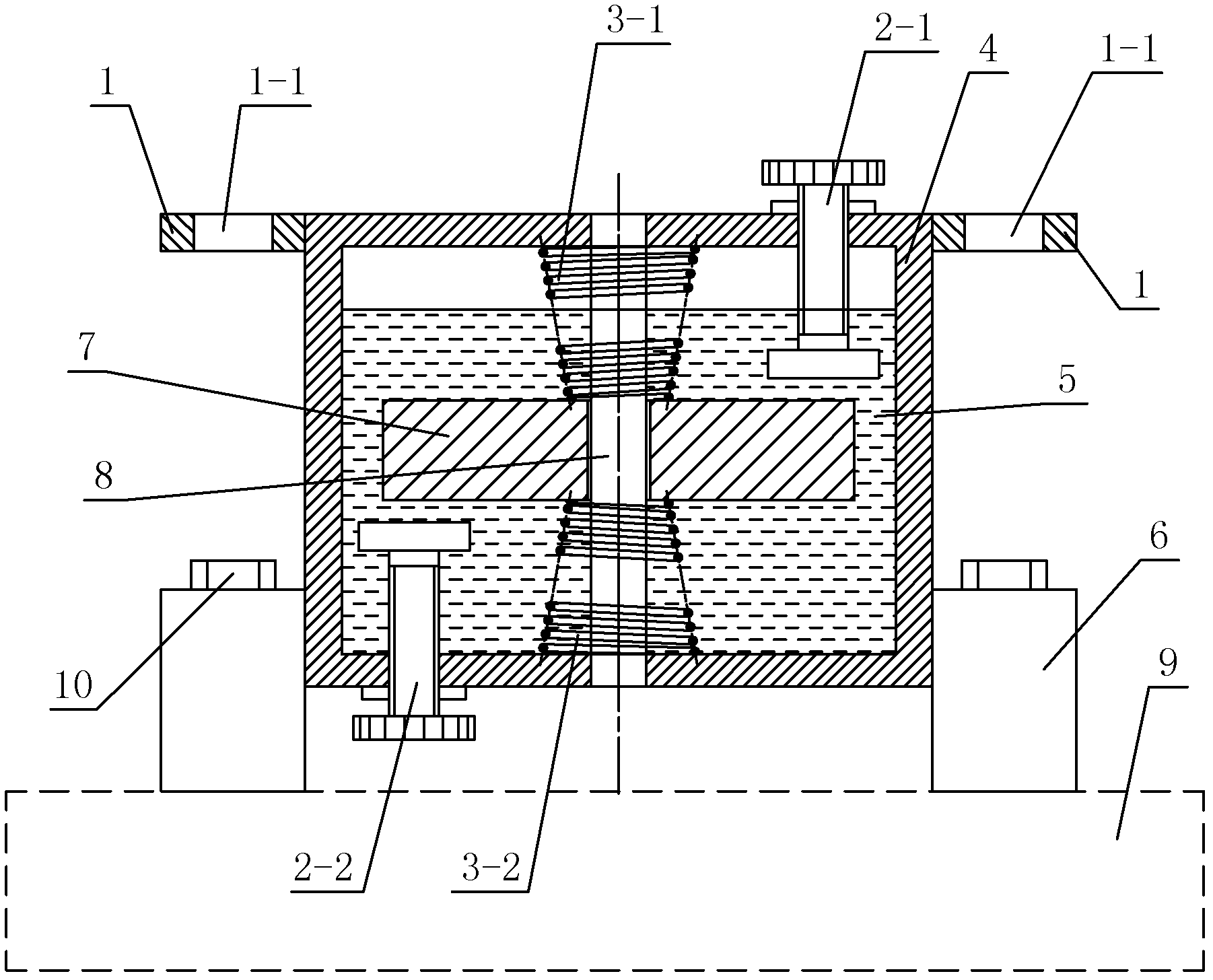 Device for absorbing vibration through nonlinear energy transfer and collision energy consumption