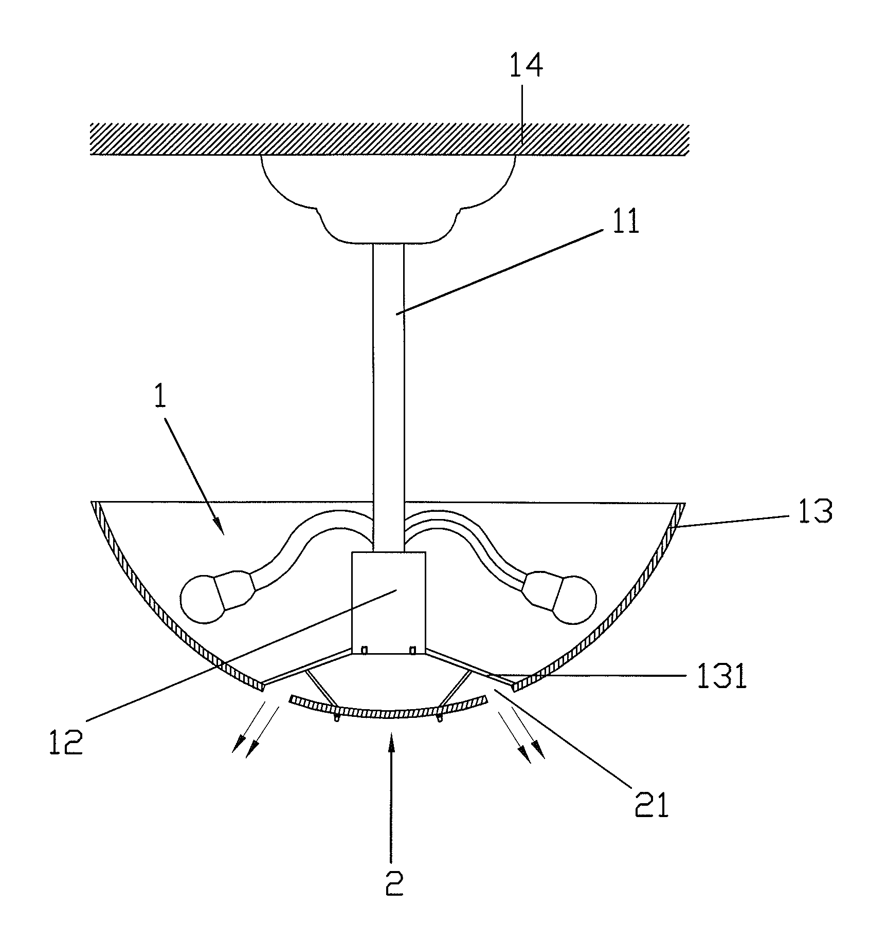 Pendent lamp having an air conditioning function