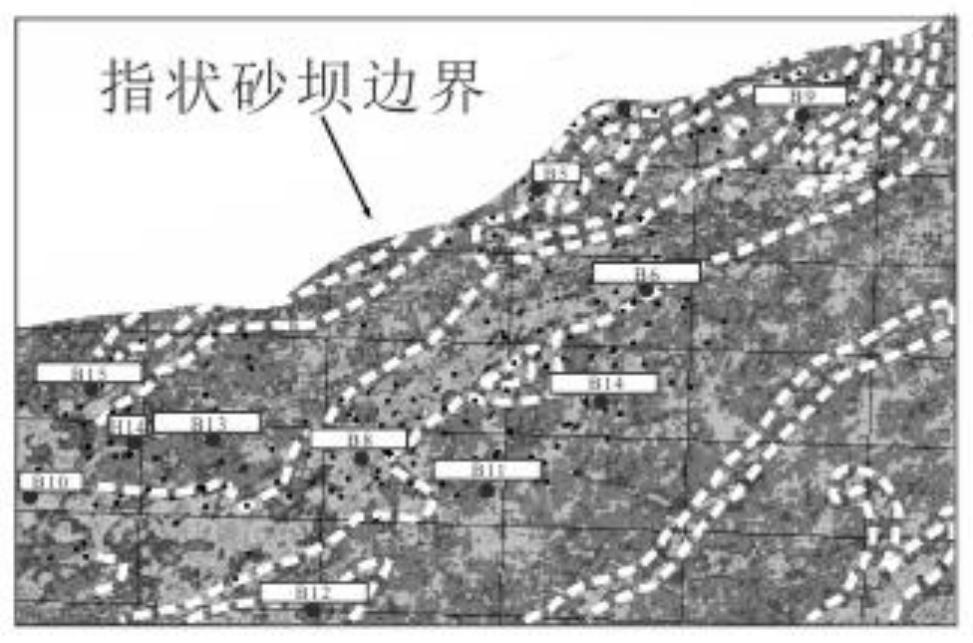 Shallow water delta finger-shaped sand dam reservoir configuration identification method and device, medium and equipment